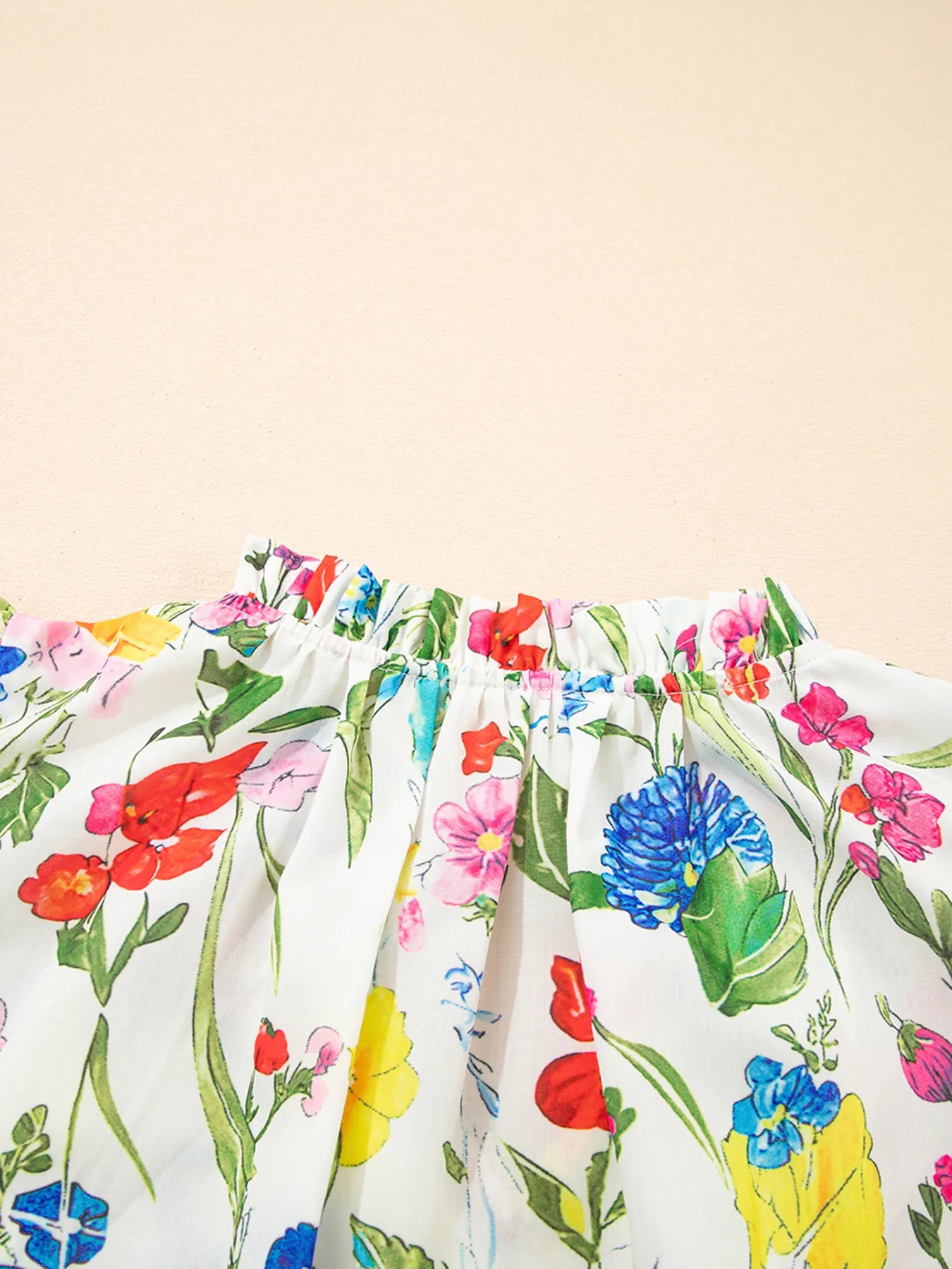 Floral Print Ruffle Layered Short Sleeve Blouse