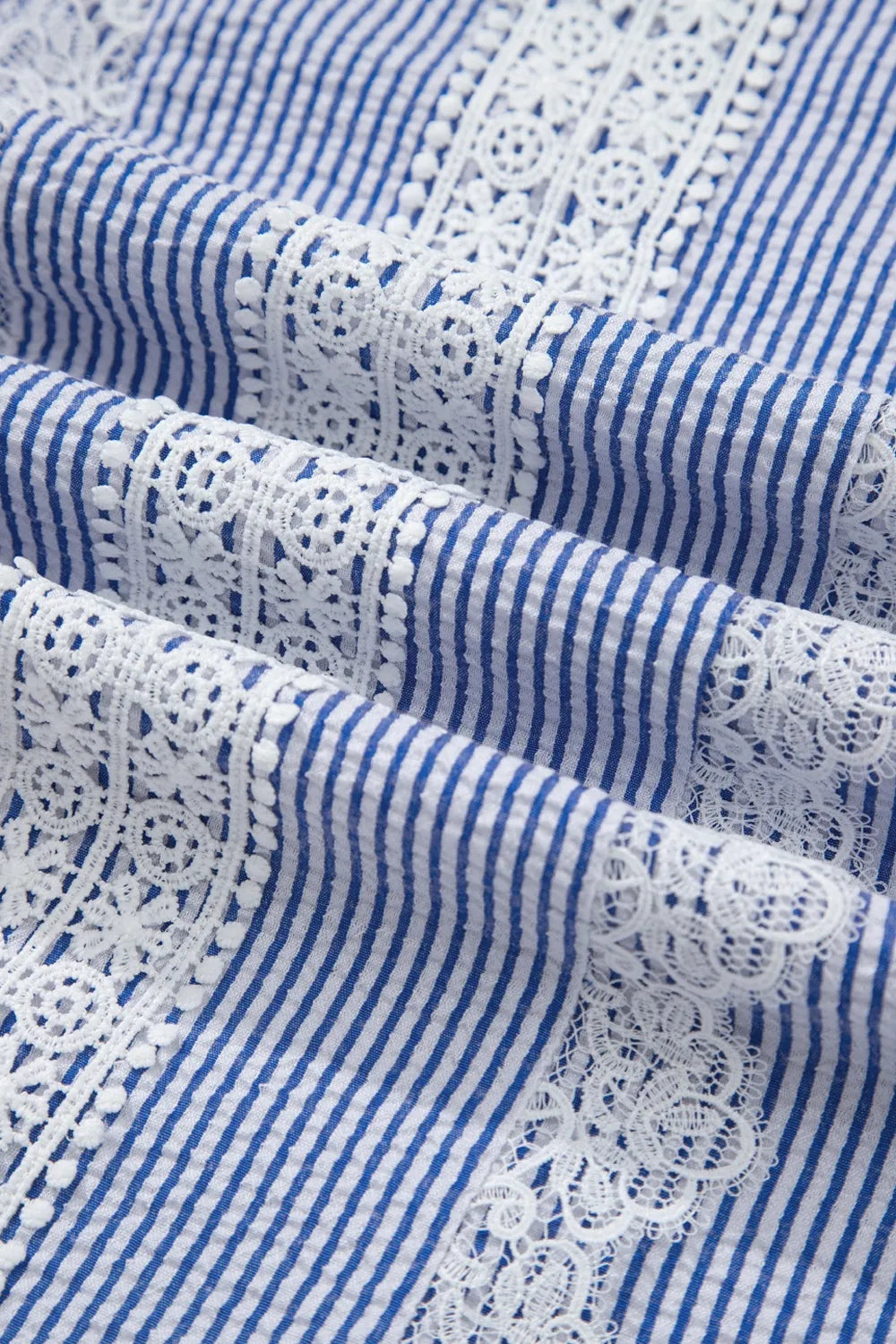 Stripe Lace Patchwork Crew Neck Sleeveless Top