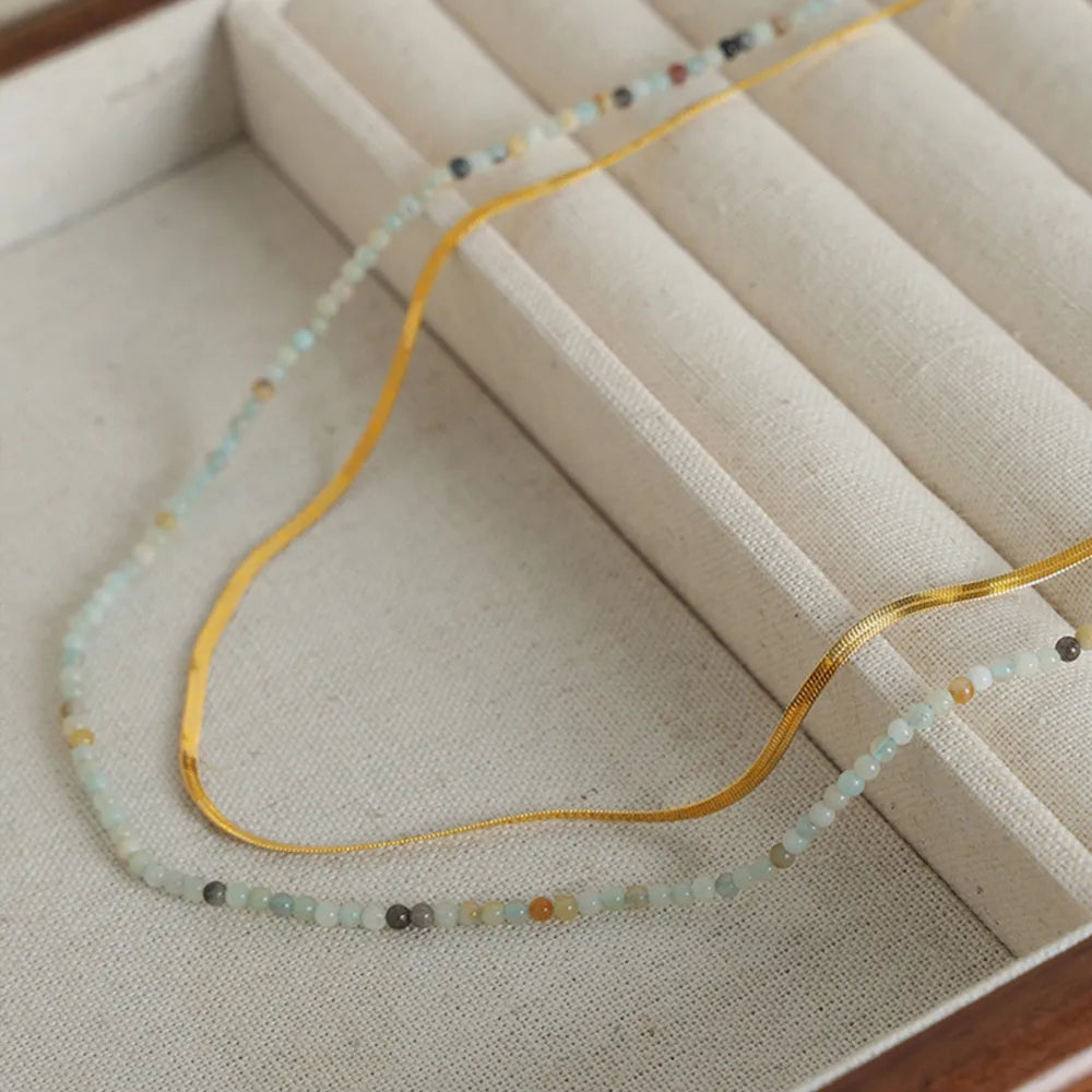 Beaded Titanium Steel Double-Layered Necklace