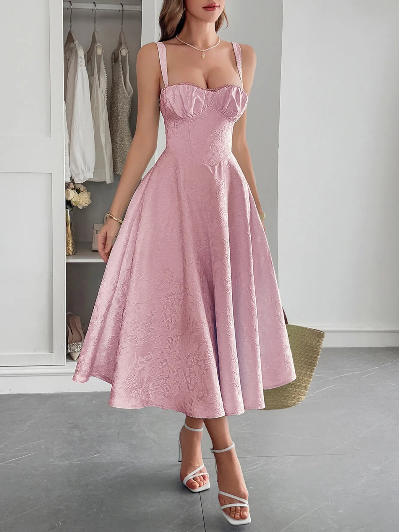 Lace-Up Sleeveless Midi Dress