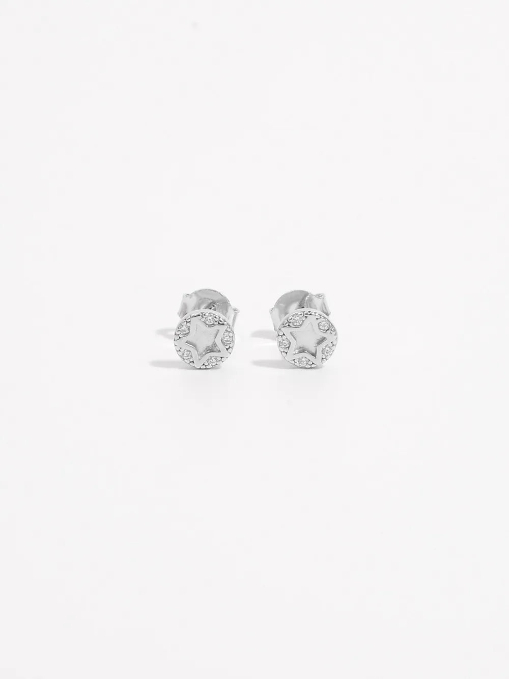 925 Sterling Silver Zircon Star Stud Earrings Silver One Size