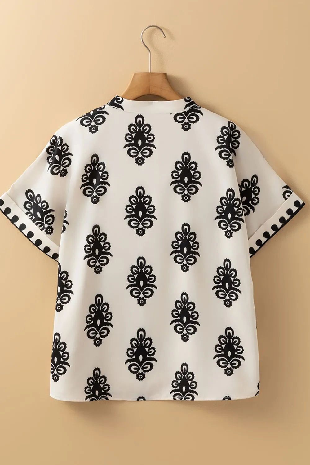 Printed Short Sleeve Loose Blouse
