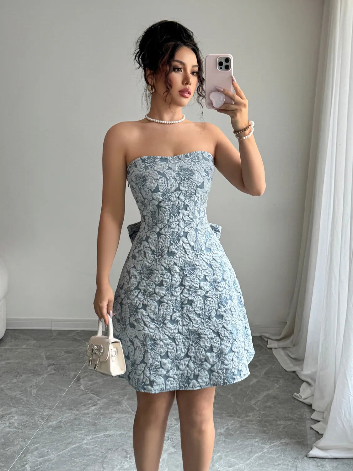 Bow Back Tube Mini Dress