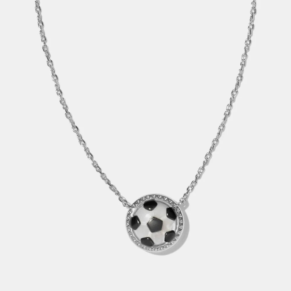 Sporty Element Resin Necklace Soccer Silver One Size