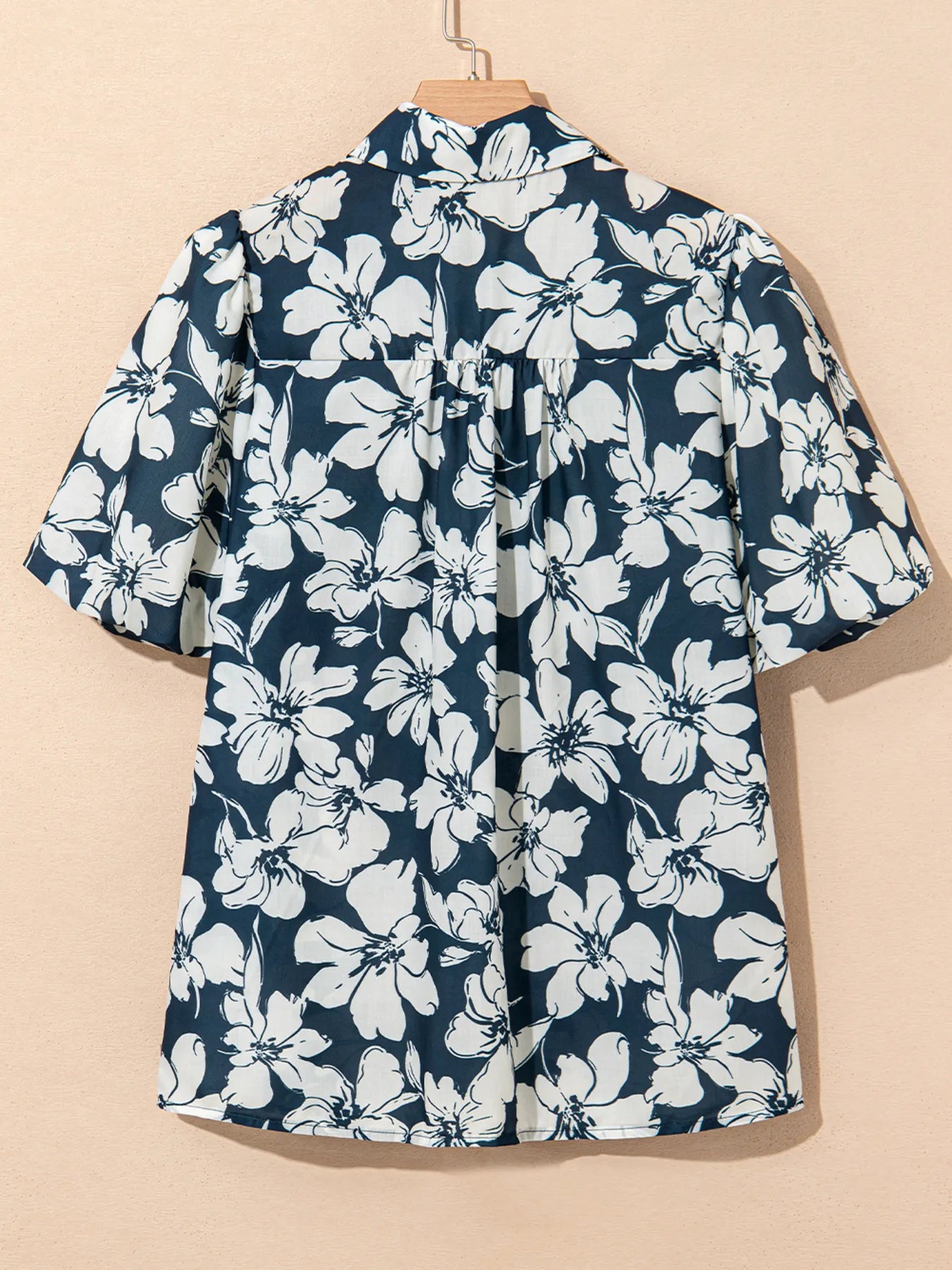 Floral Short Puff Sleeve Shirt
