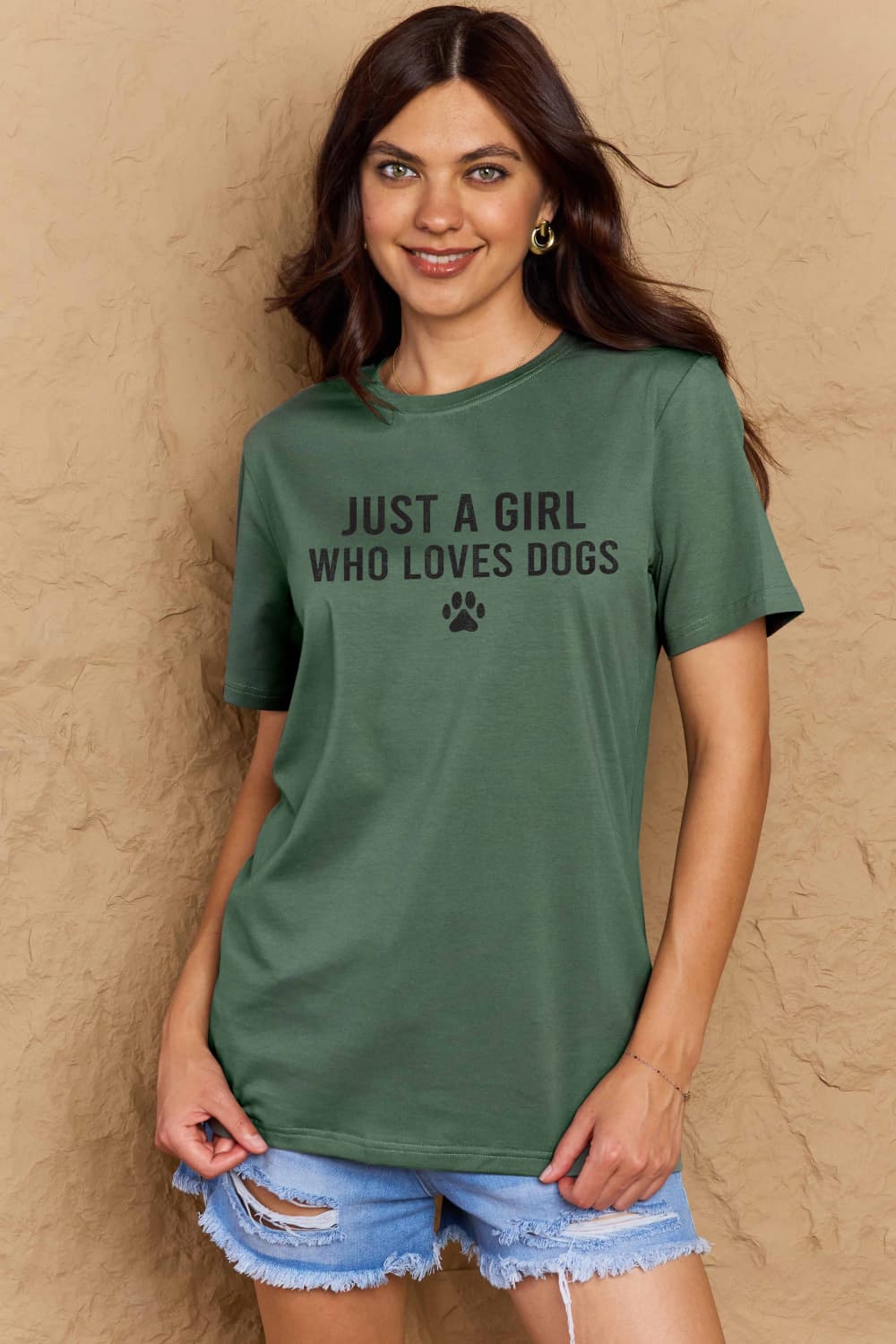 Simply Love Full Size Dog Paw Graphic Cotton T-Shirt Dark Green