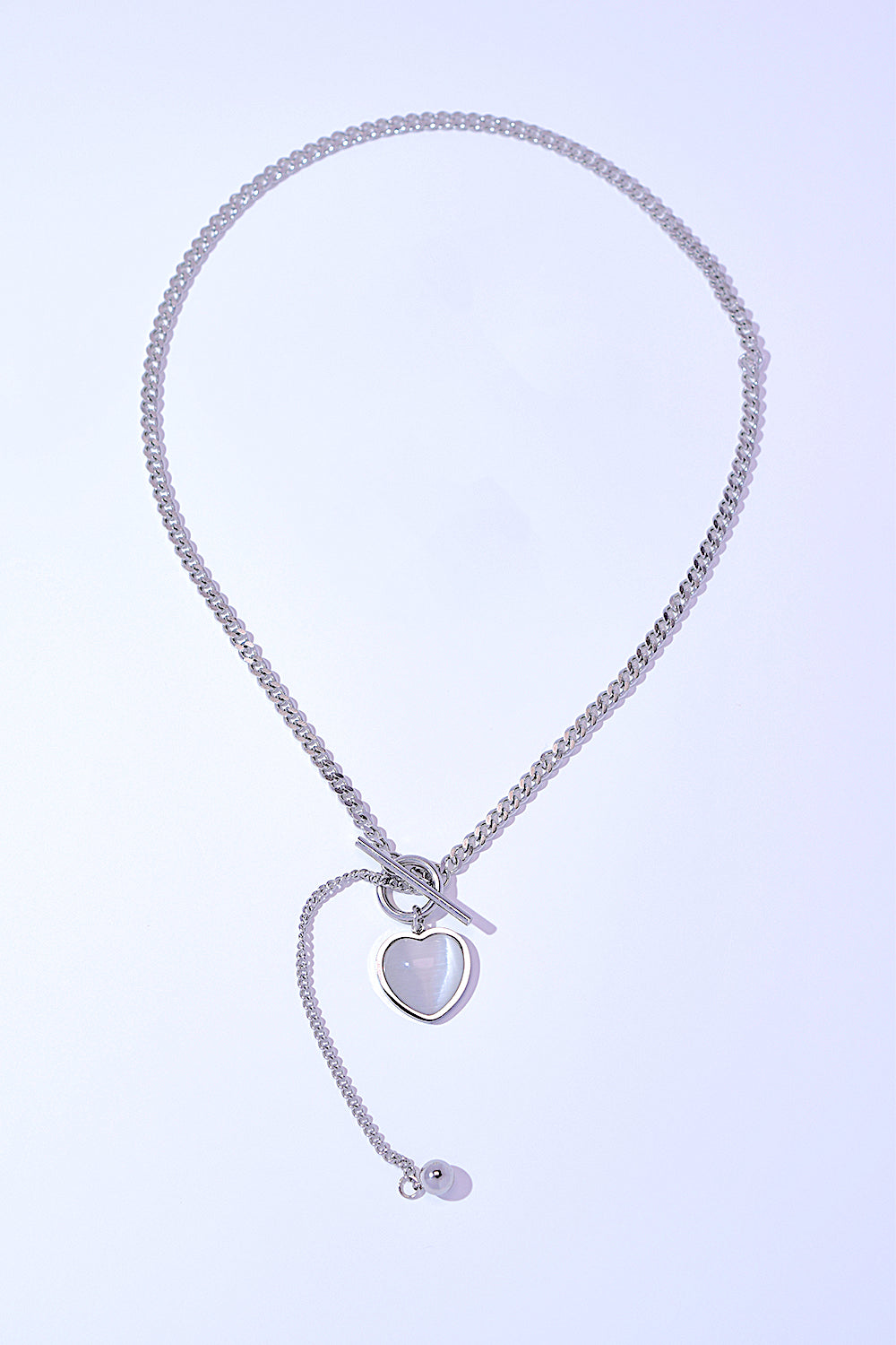 Titanium Steel Heart Necklace Silver One Size