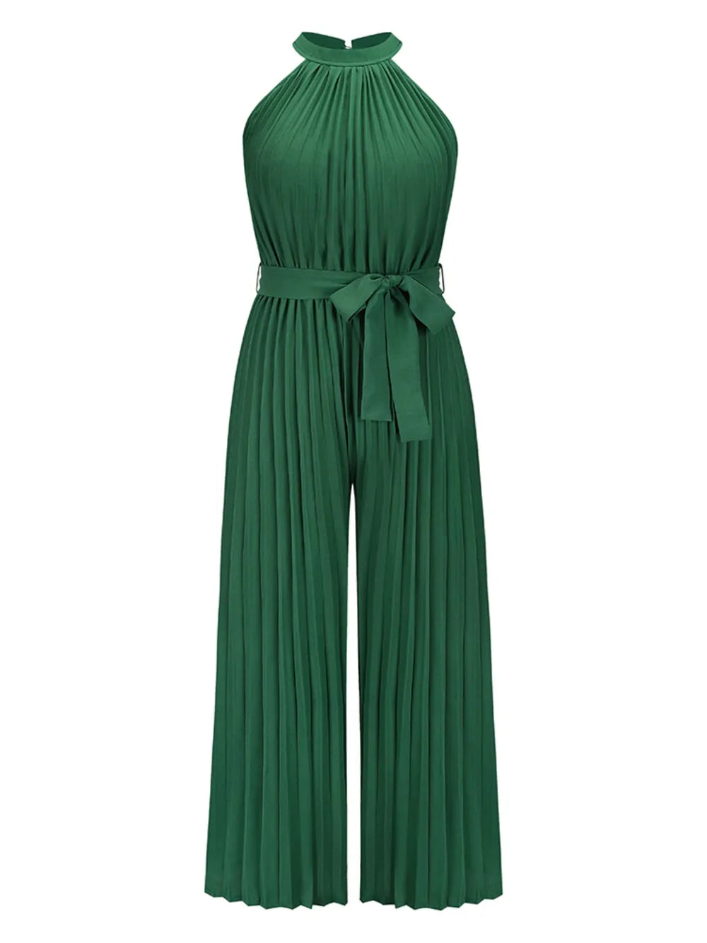 Cutout Tied Pleated Sleeveless Jumpsuit