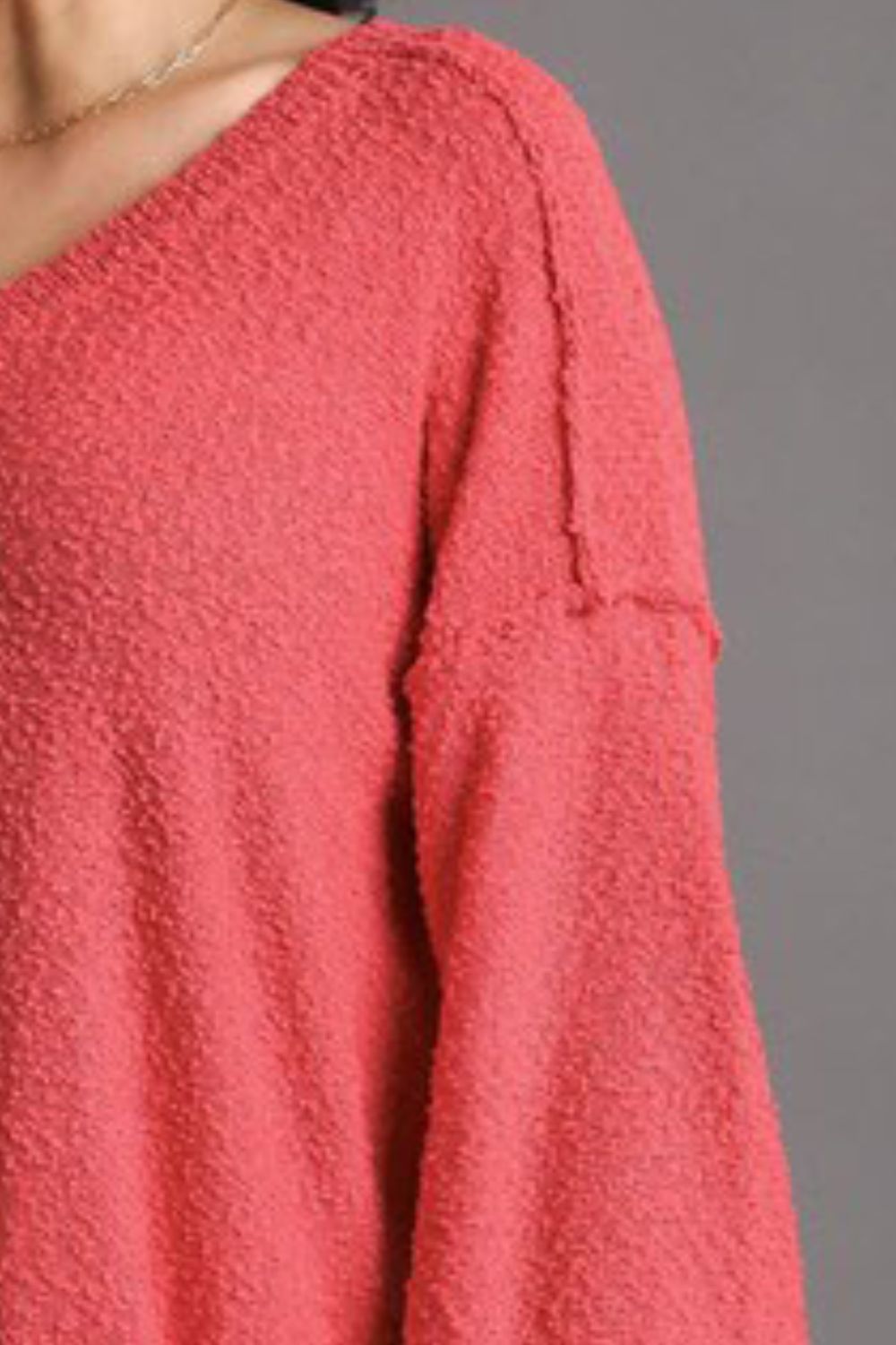Umgee Full Size Dropped Shoulder Side Slit Sweater Plus Size