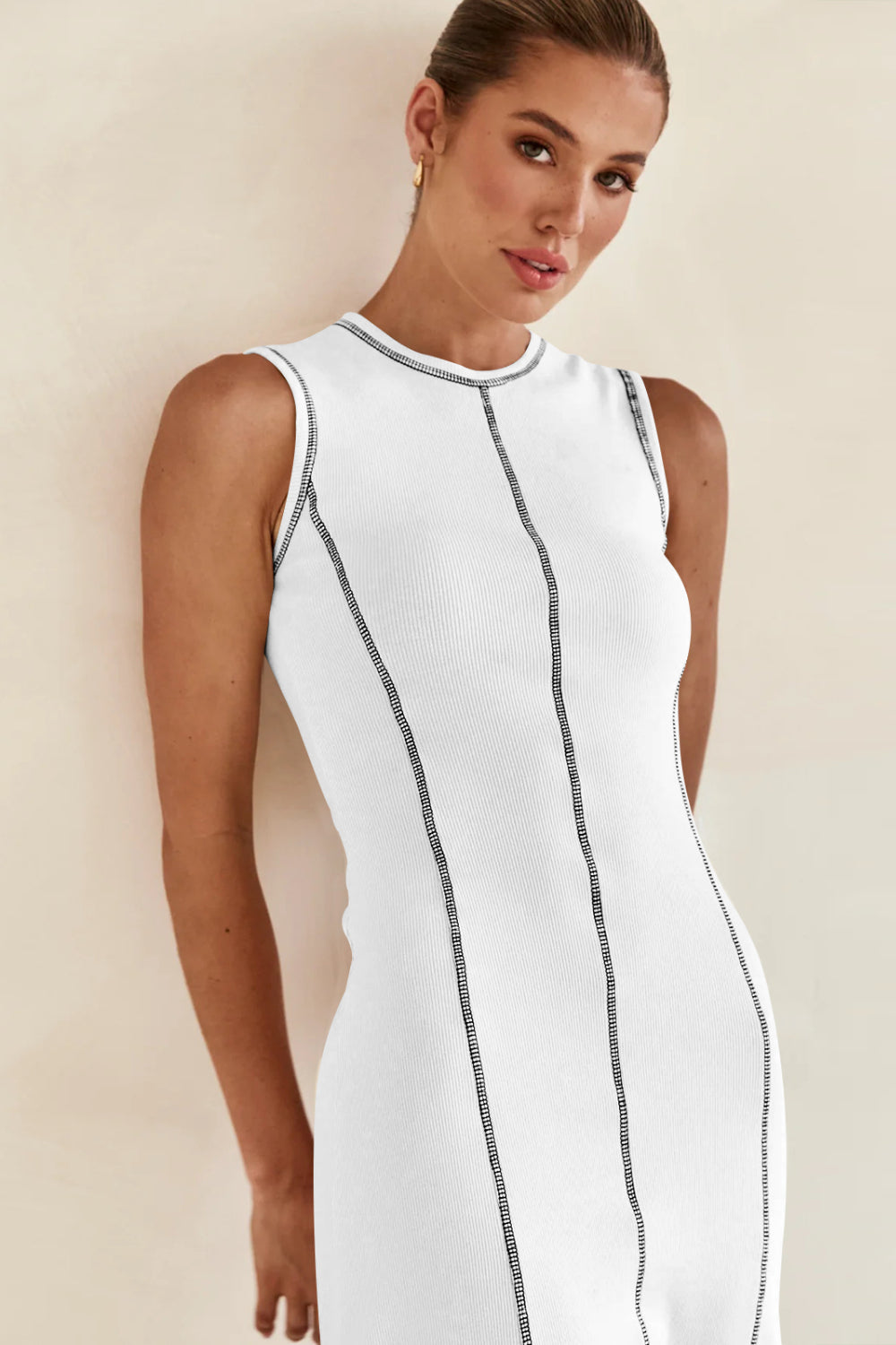 Contrast Stitching Maxi Tank Dress
