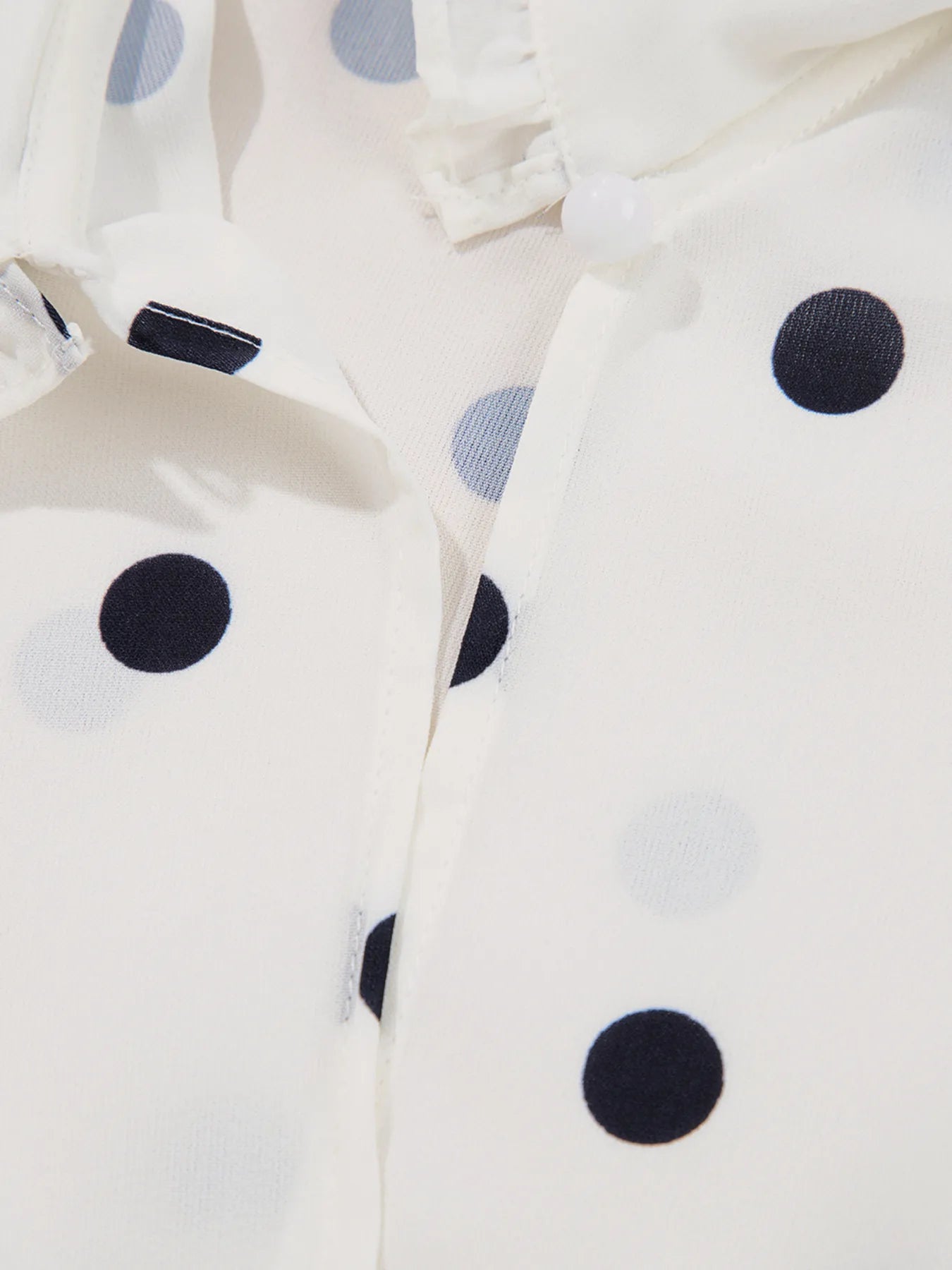 Polka Dot Collared Puff Sleeve Peplum Top