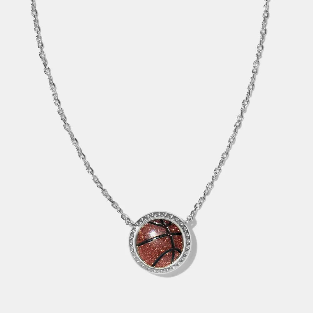 Sporty Element Resin Necklace Basketball Silver One Size