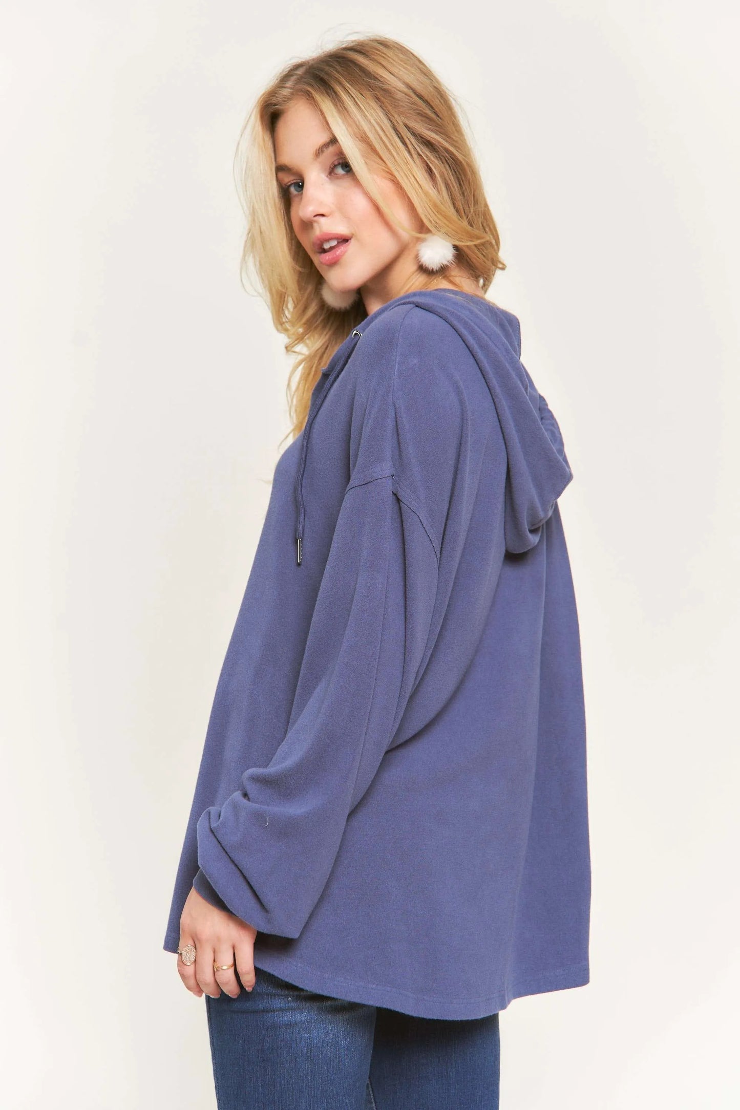 ADORA Henley Hoodie Tunic Top