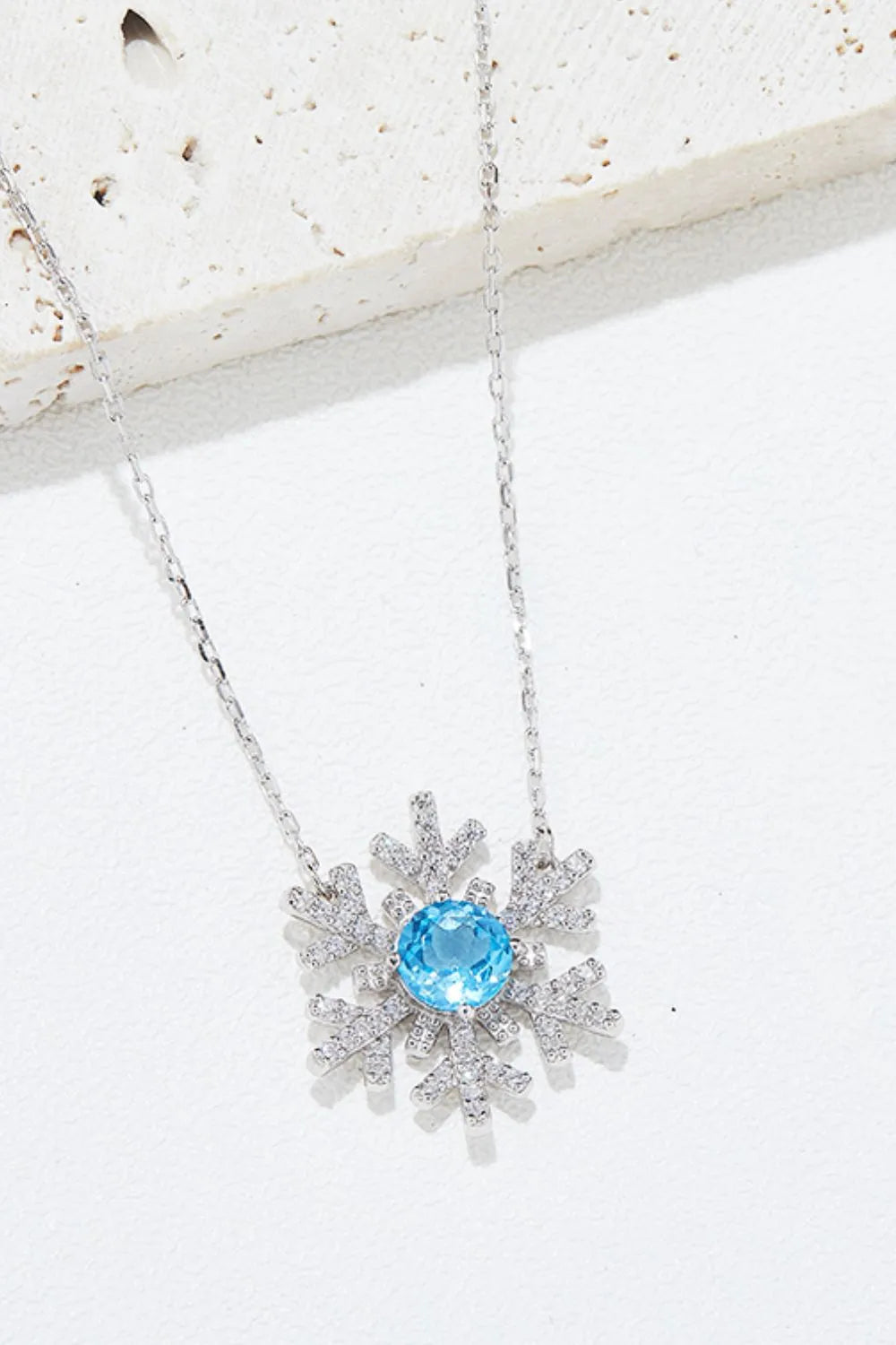 925 Sterling Silver Topaz Snowflake Shape Necklace Silver One Size