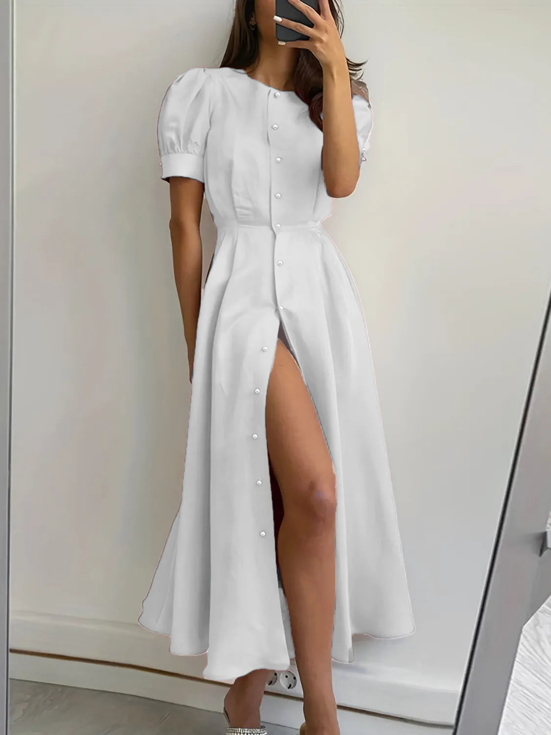Button Down Short Sleeve Dress