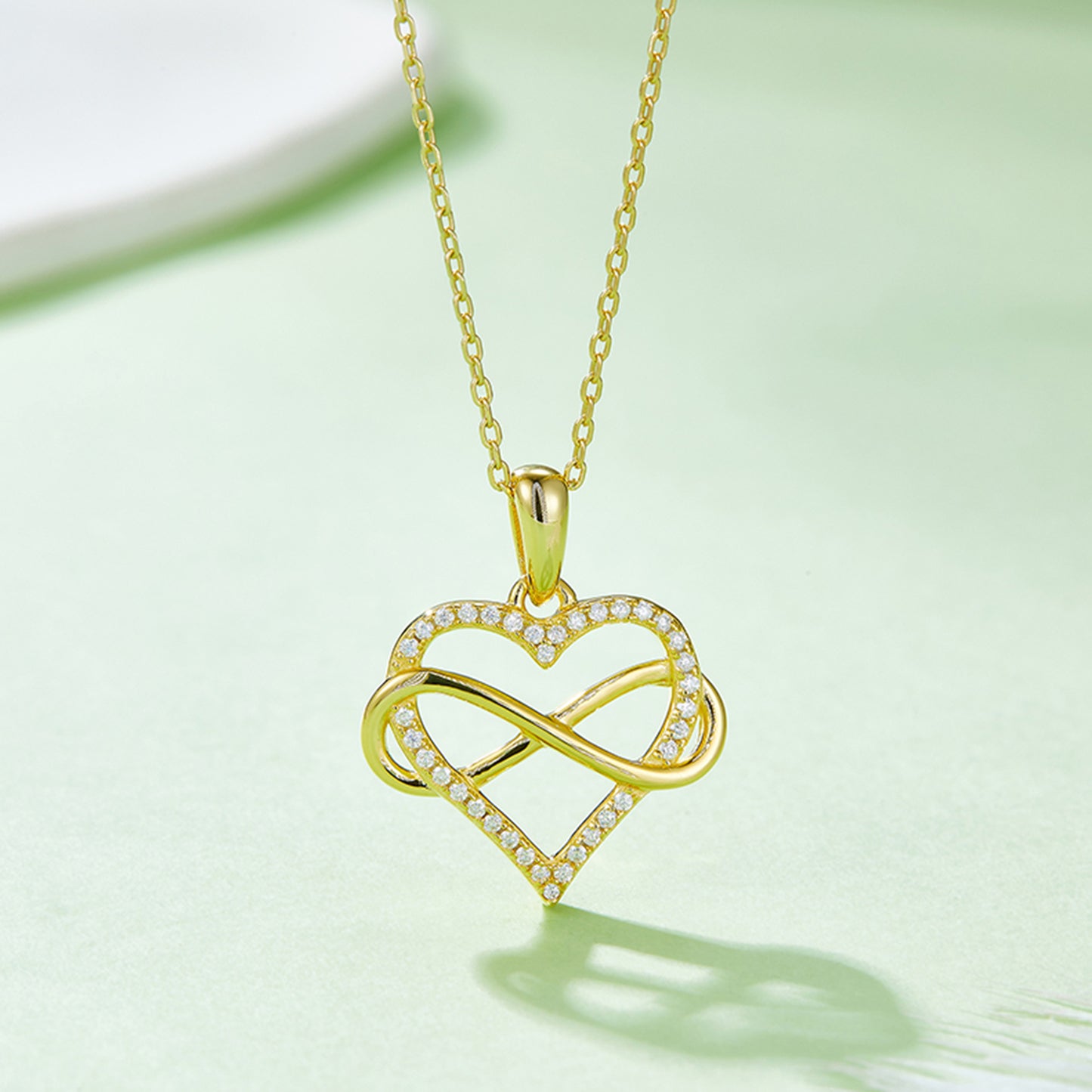 Moissanite 925 Sterling Silver Heart Shape Necklace Gold One Size