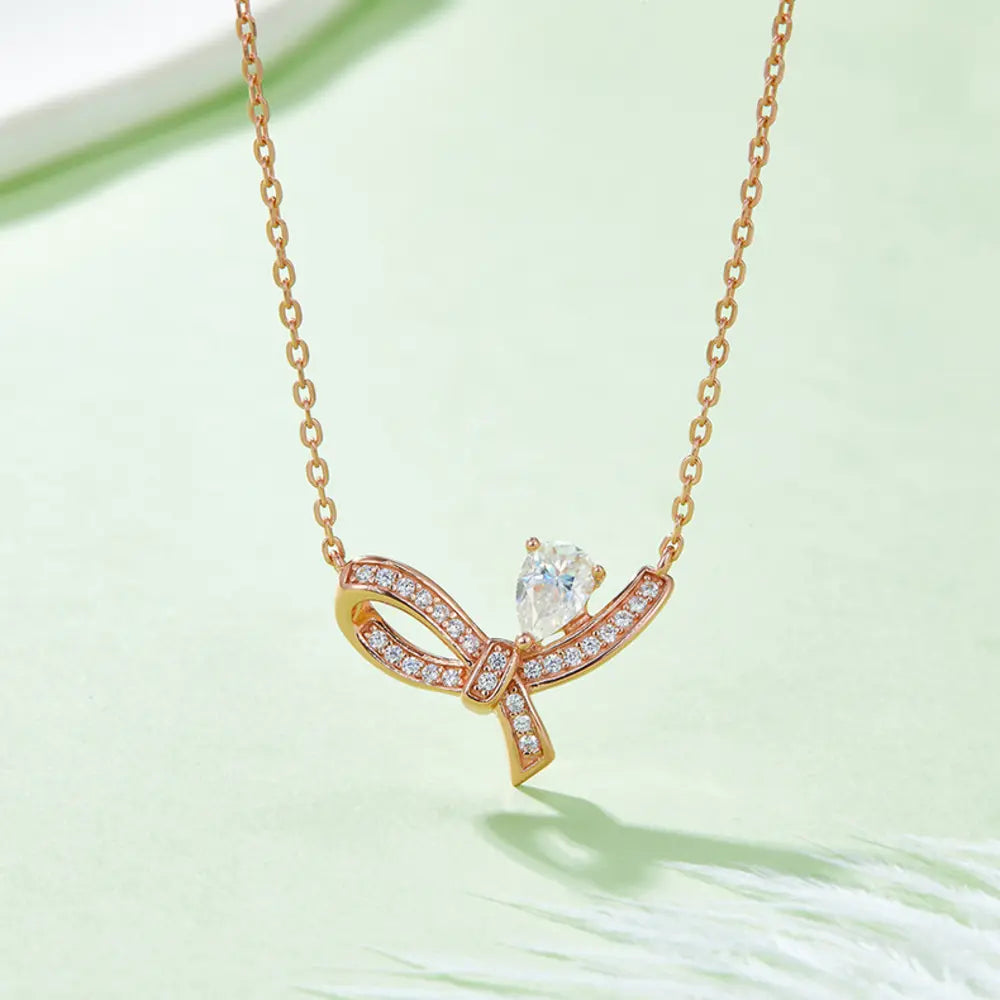 Moissanite 925 Sterling Silver Necklace Rose Gold One Size