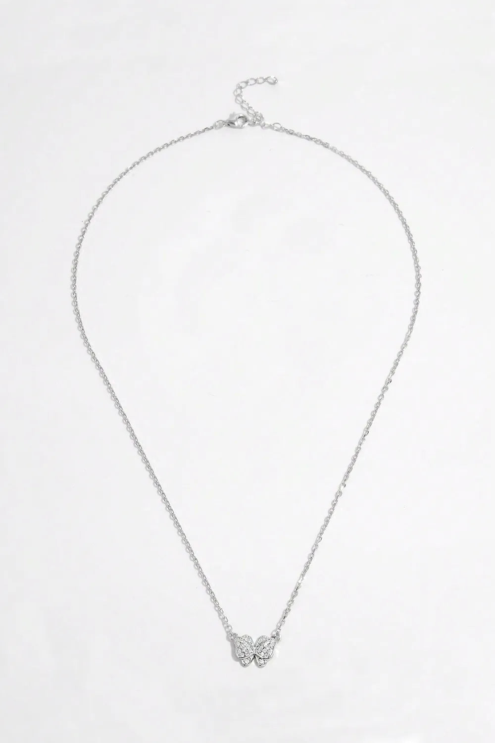 925 Sterling Silver Zircon Butterfly Pendant Necklace