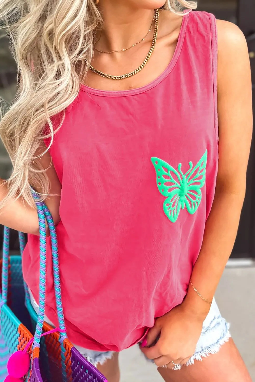 Round Neck Tank Top Hot Pink