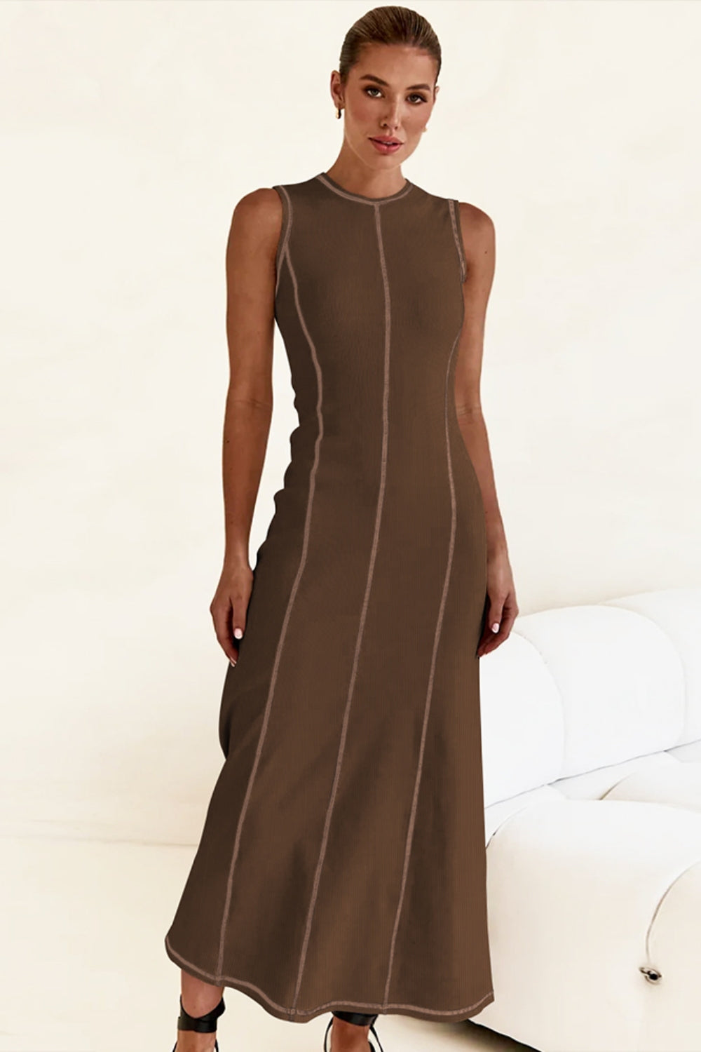 Contrast Stitching Maxi Tank Dress