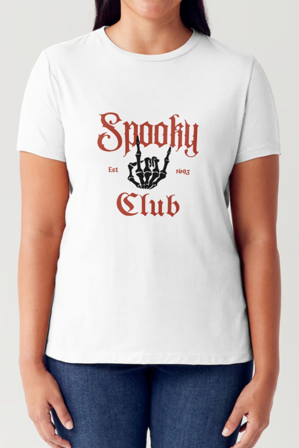 Simply Love Full Size SPOOKY CLUB Short Sleeve Tubular T-Shirt White