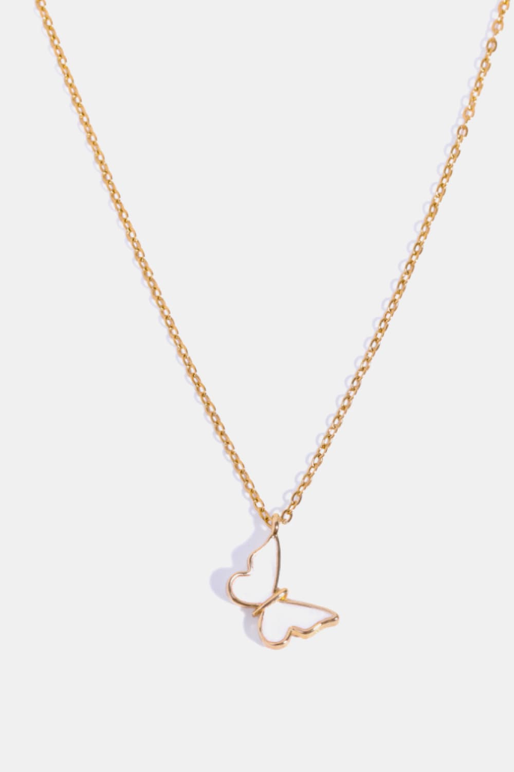 Butterfly Pendant Copper 14K Gold-Plated Necklace White One Size