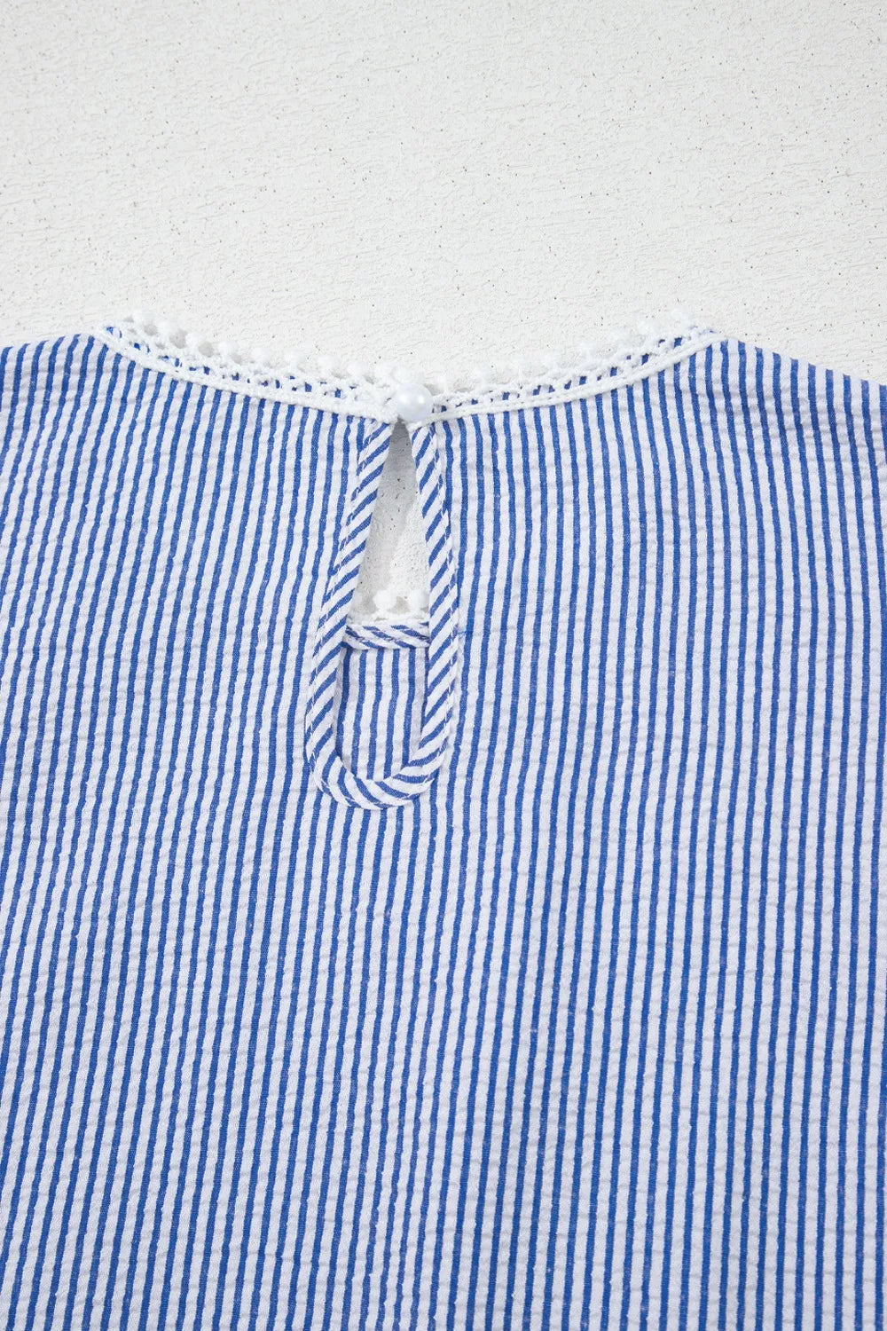 Stripe Lace Patchwork Crew Neck Sleeveless Top