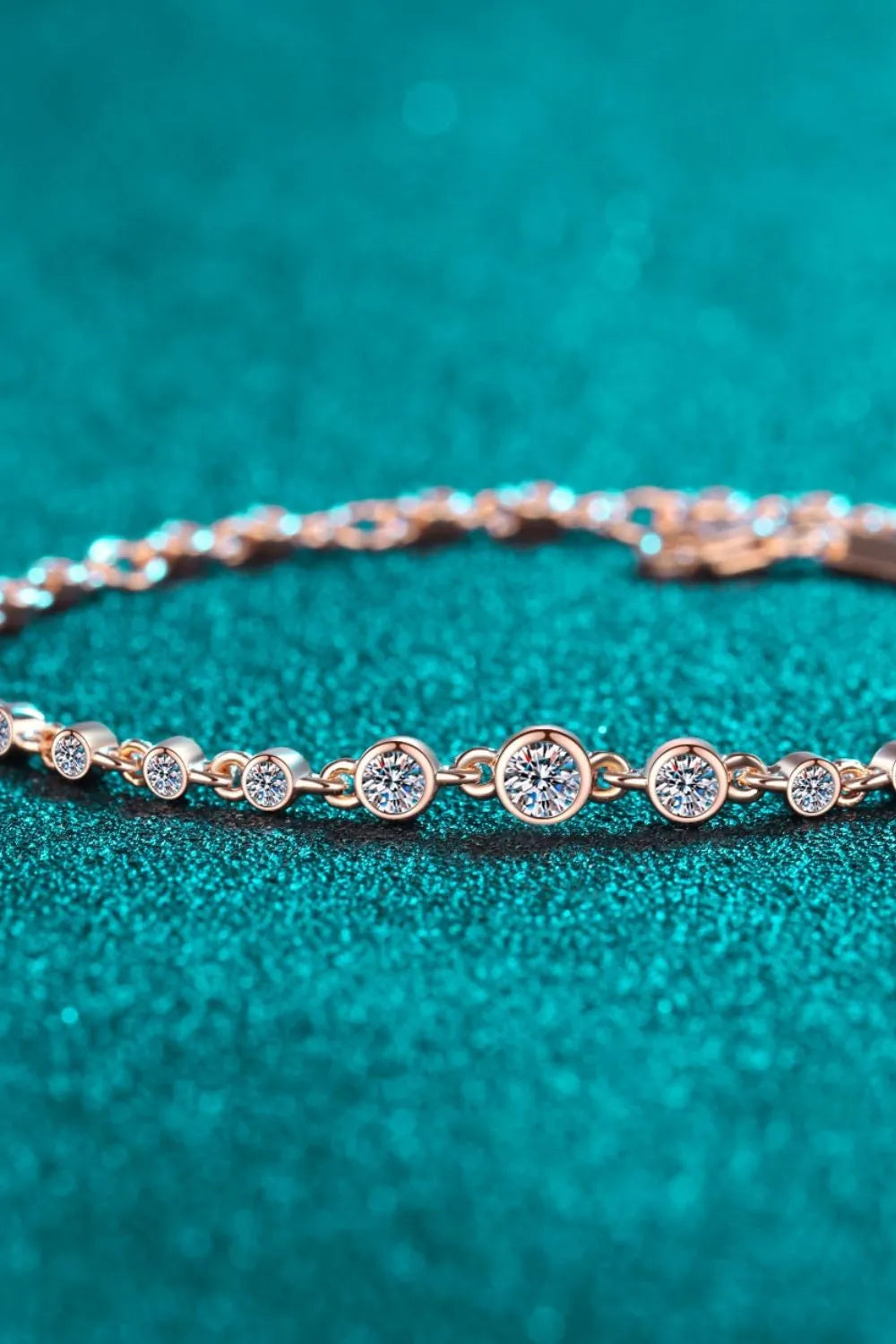 925 Sterling Silver Inlaid Moissanite Bracelet Copper One Size