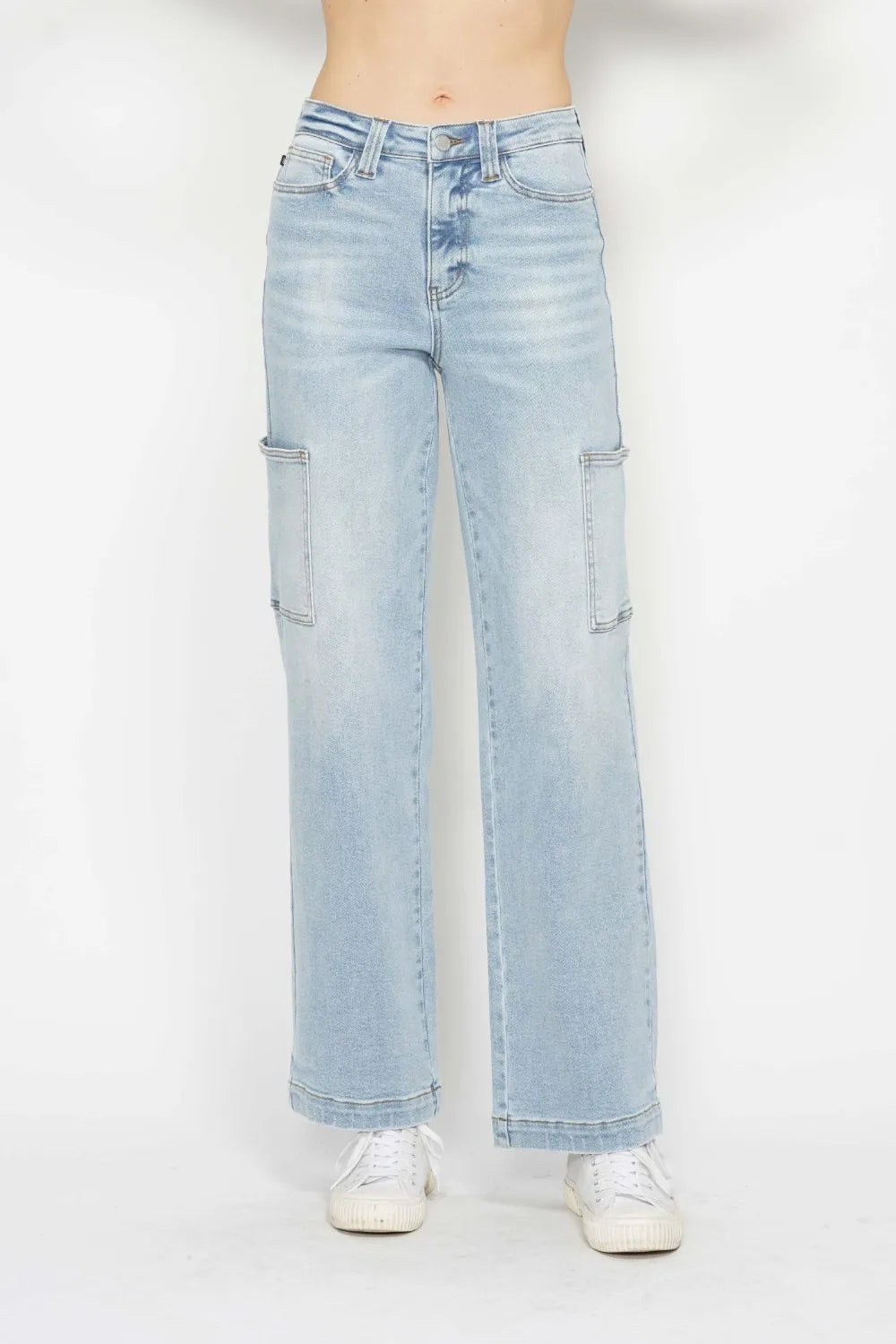 Judy Blue Full Size High Waist Straight Cargo Jeans Light