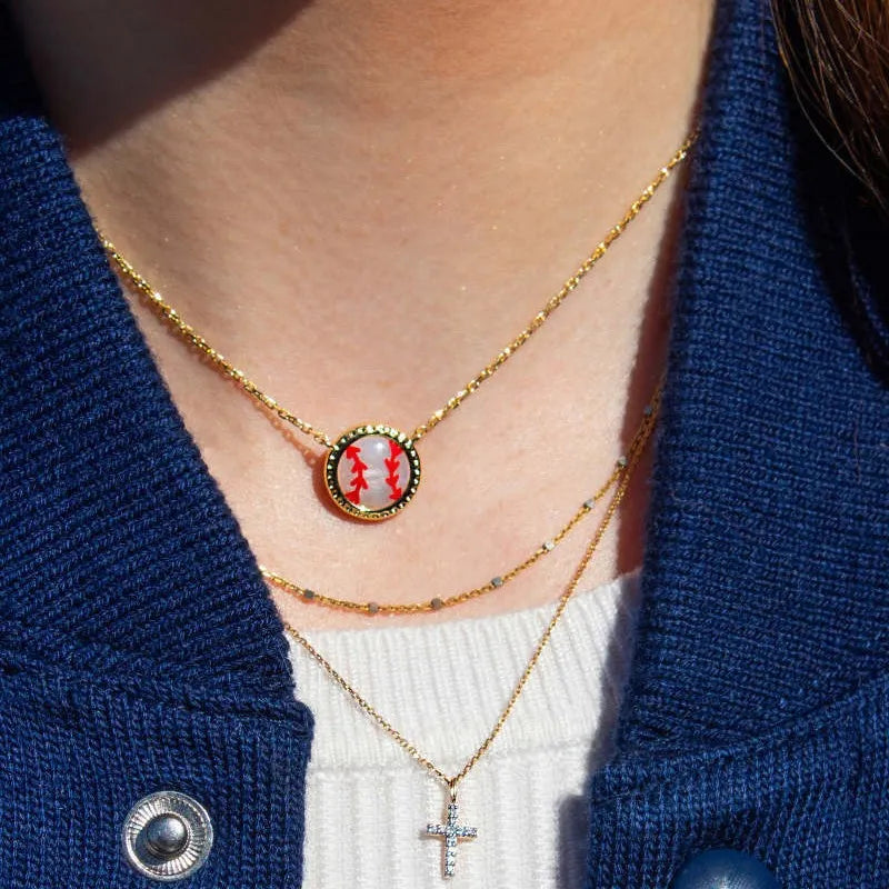 Sporty Element Resin Necklace Baseball Gold One Size