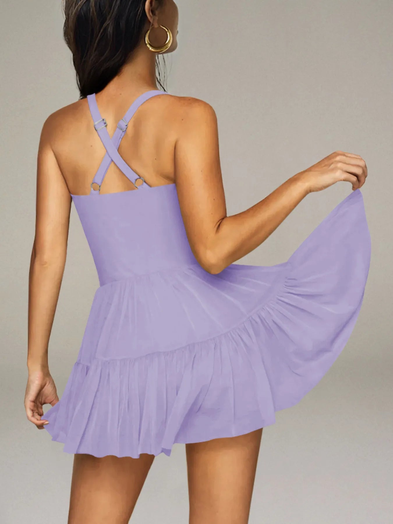 Crisscross Back Square Neck Mini Dress