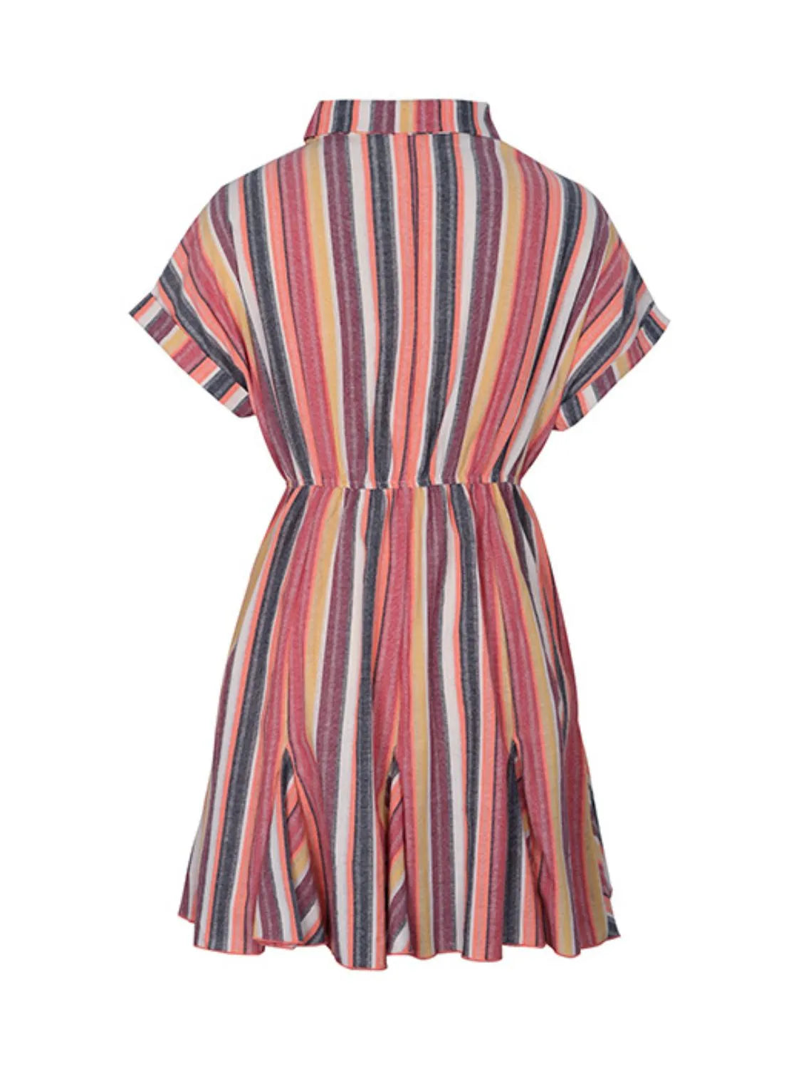 Striped Surplice Short Sleeve Dress