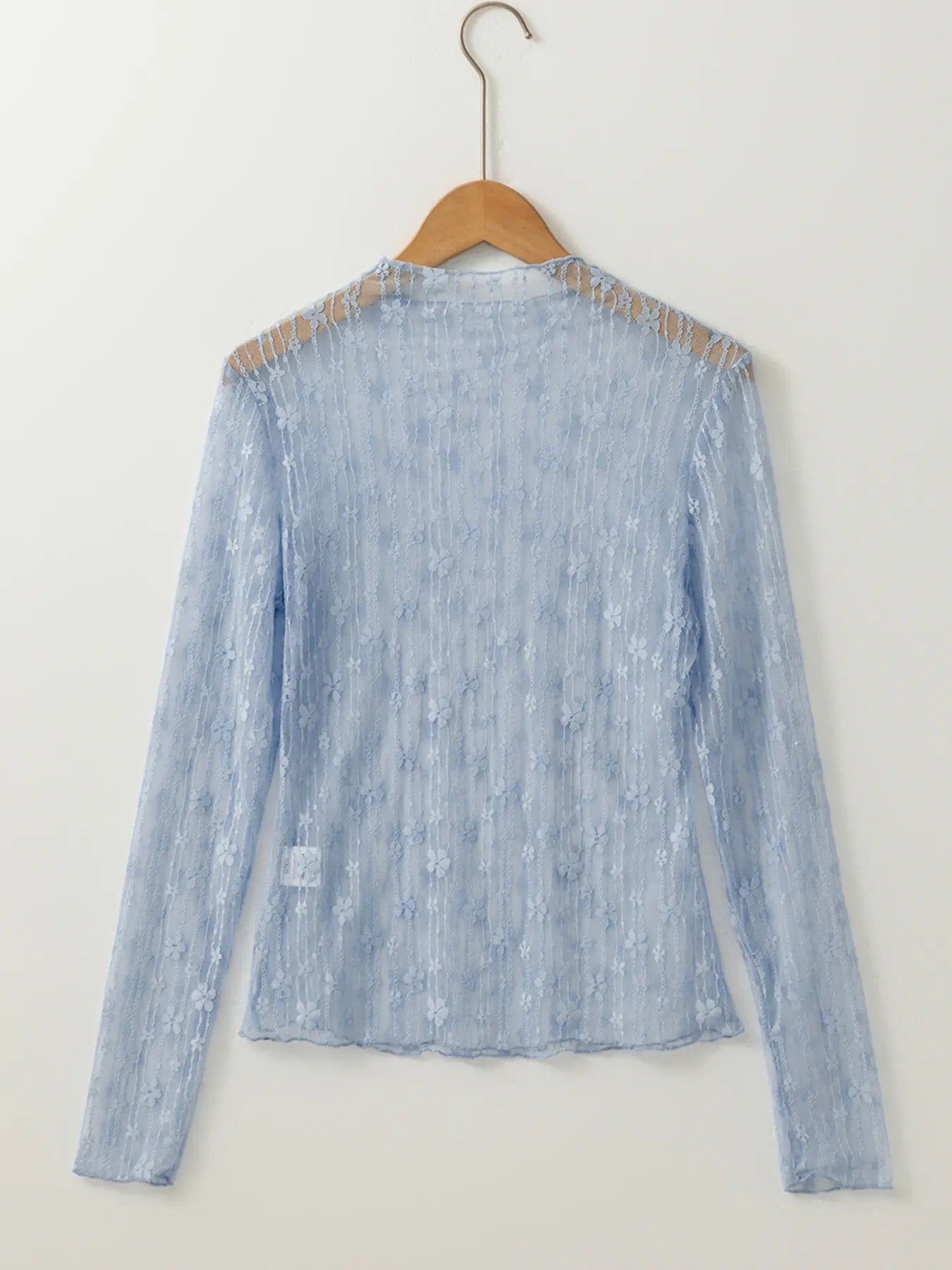 Lace See-Through Long Sleeve Blouse