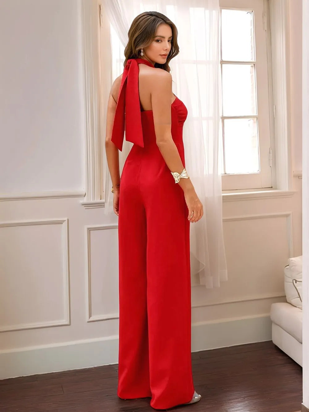Halter Neck Wide Leg Jumpsuit