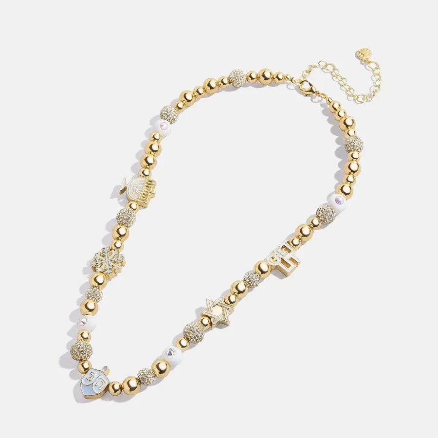 Rhinestone 14K Gold-Plated Beaded Necklace Gold One Size