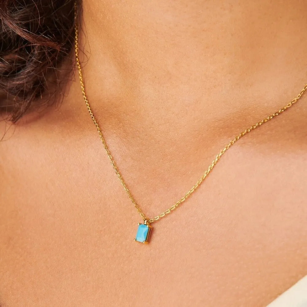 Titanium Steel Inlaid Zircon Pendant Necklace Style L One Size