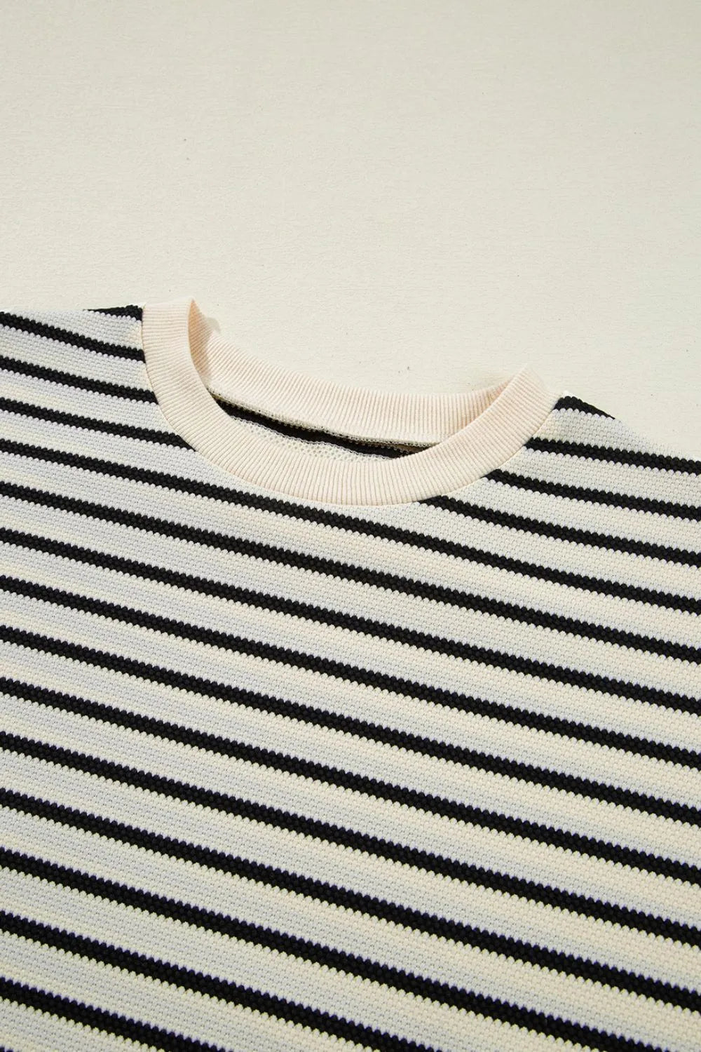 Striped Round Neck Ruffle Sleeve Blouse