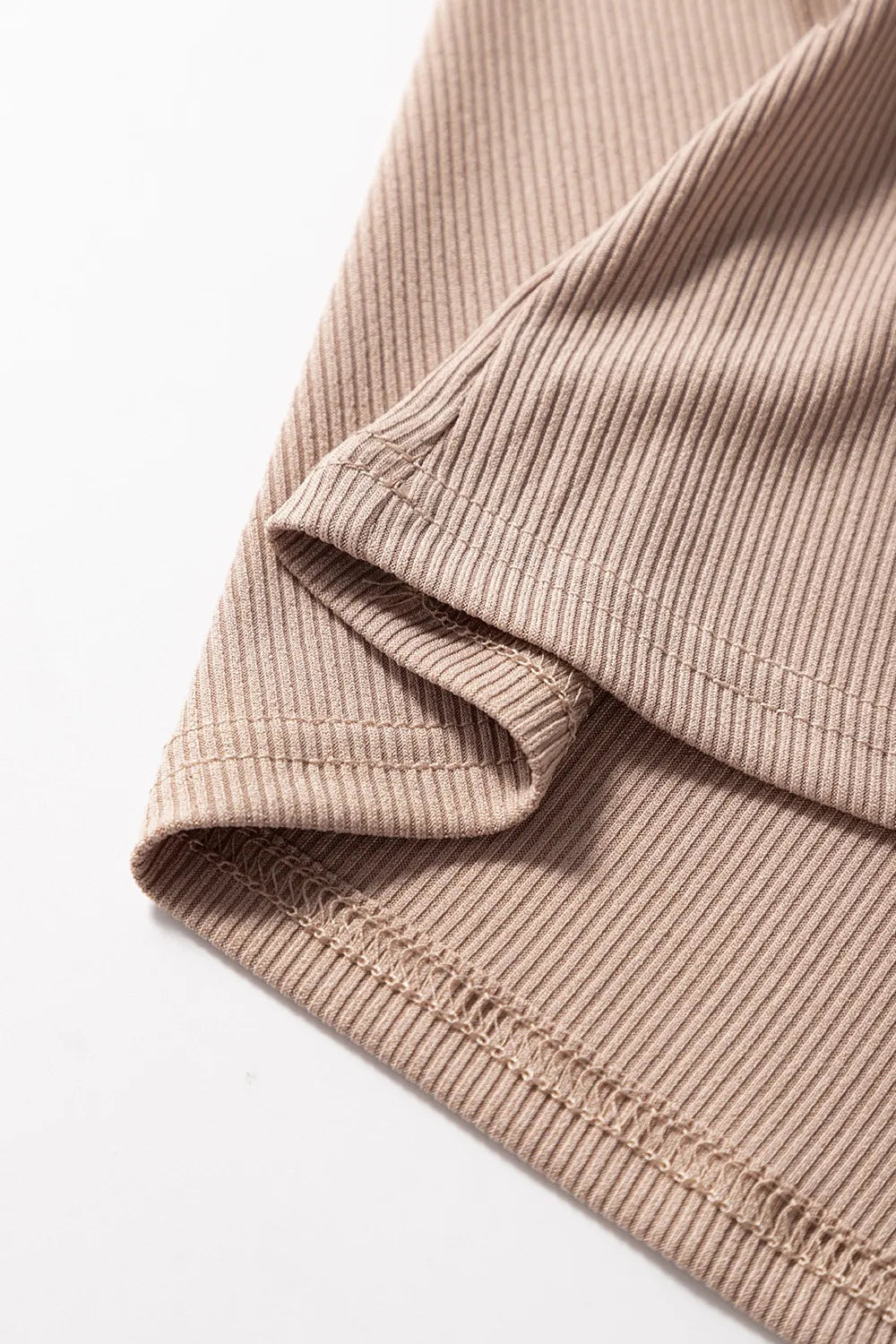 Ribbed Knit Ruffled Cap Sleeve Slim Fit Top