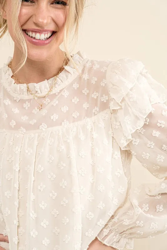 And The Why Ruffle Shoulder with Textured Woven Dress