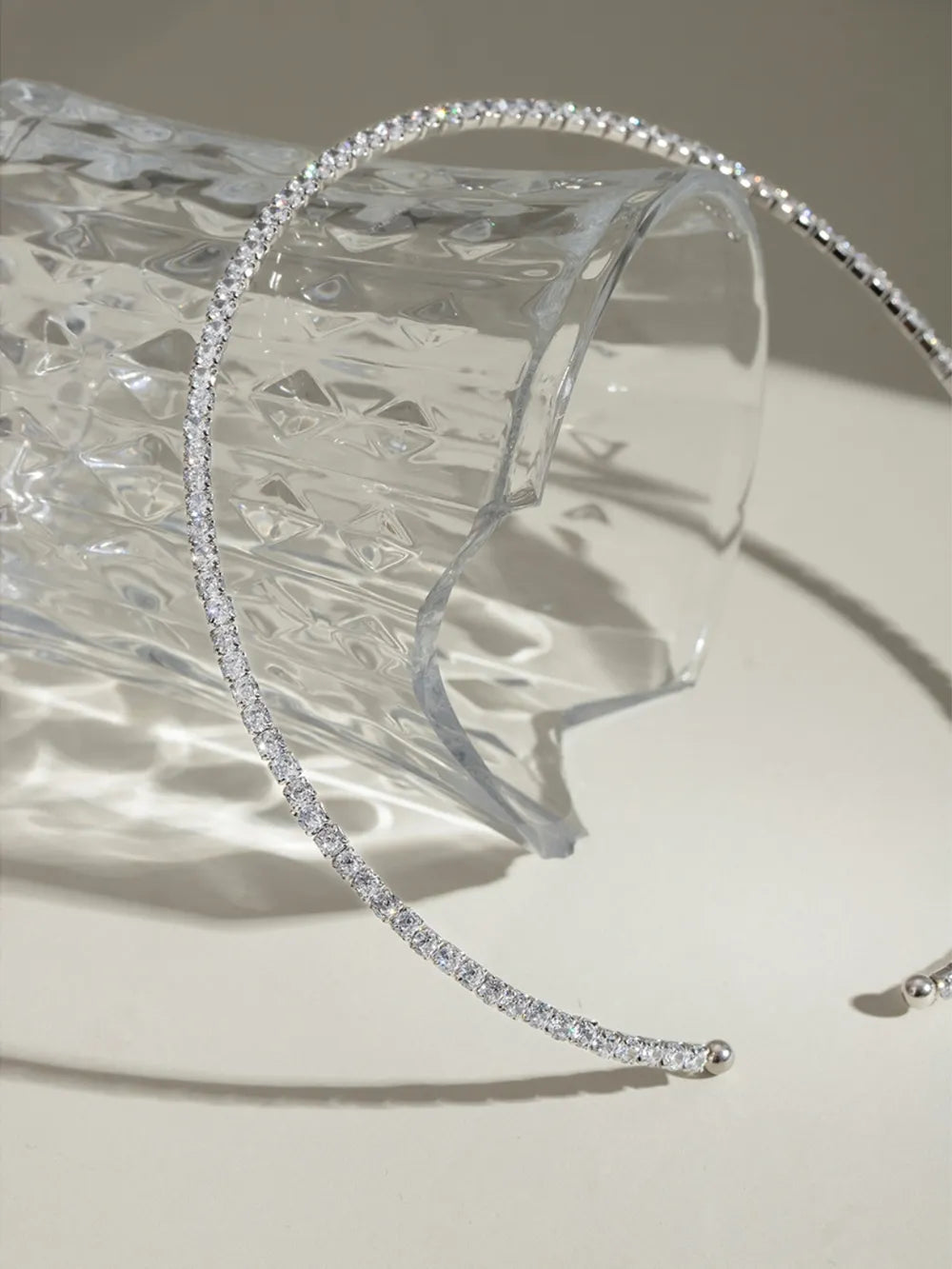 Stainless Steel Inlaid Zircon Necklace Silver One Size