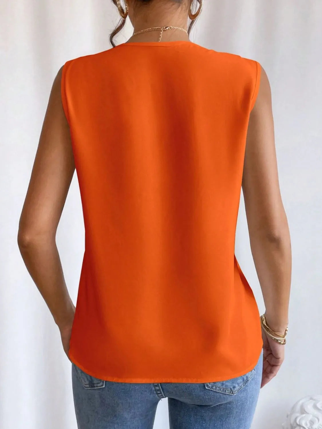 V-Neck Pleated Sleeveless Cami Tank Top
