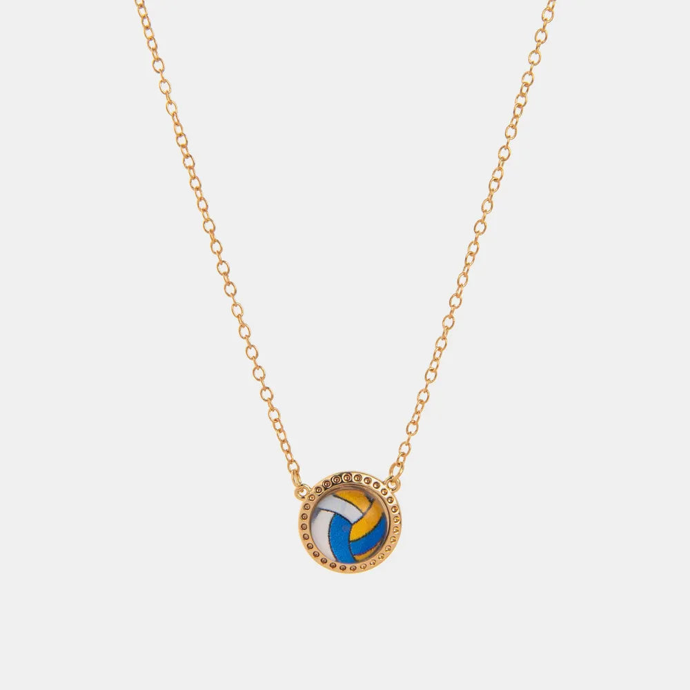 Sporty Element Resin Necklace Blue Volleyball Gold One Size