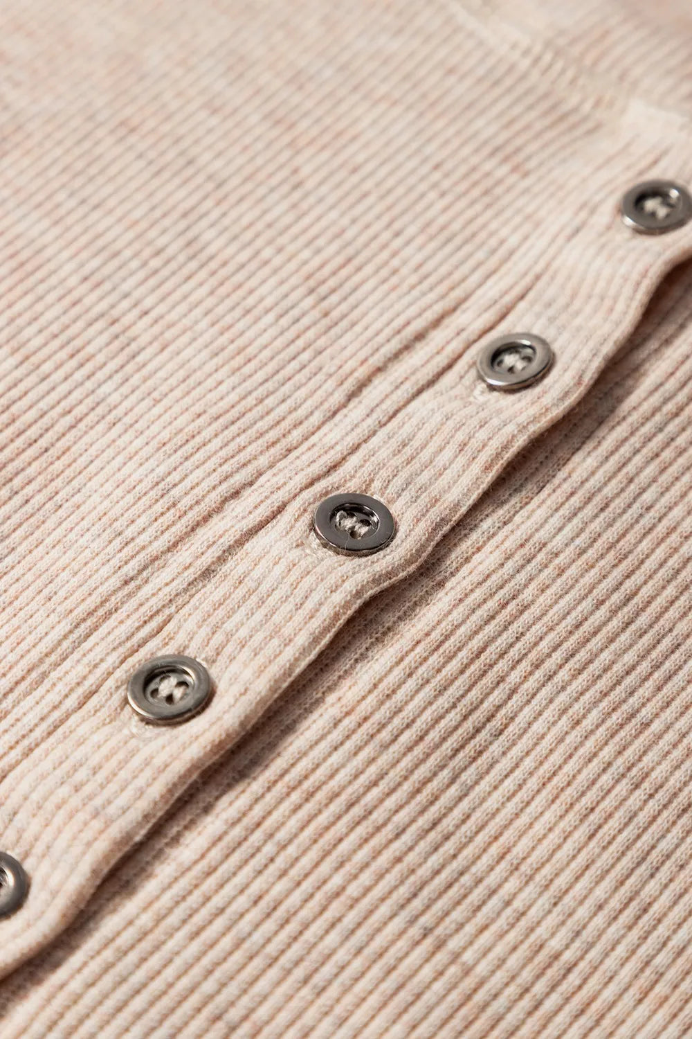 Short Sleeve Half Button Ribbed Knit Top
