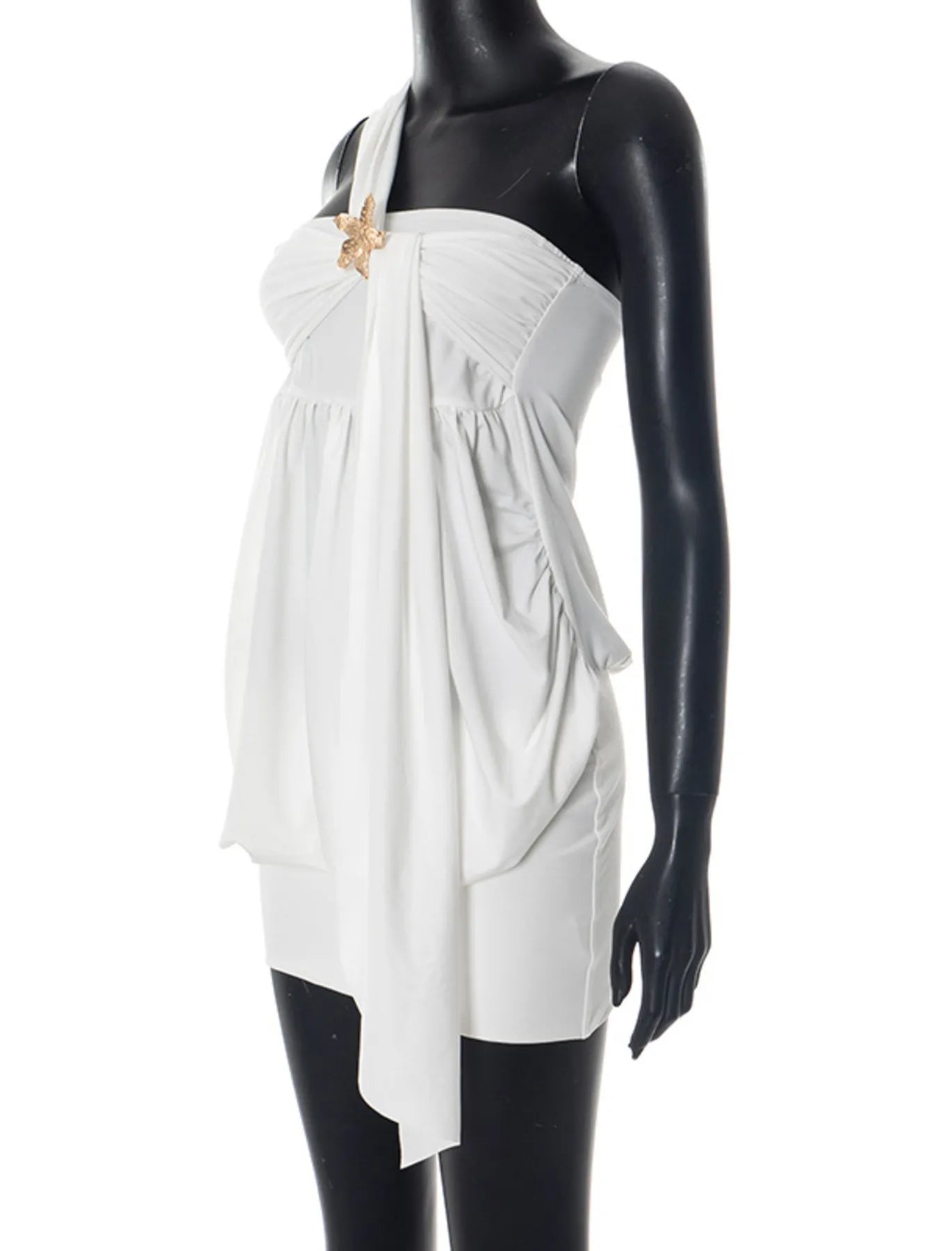 Ruched One-Shoulder Mini Dress