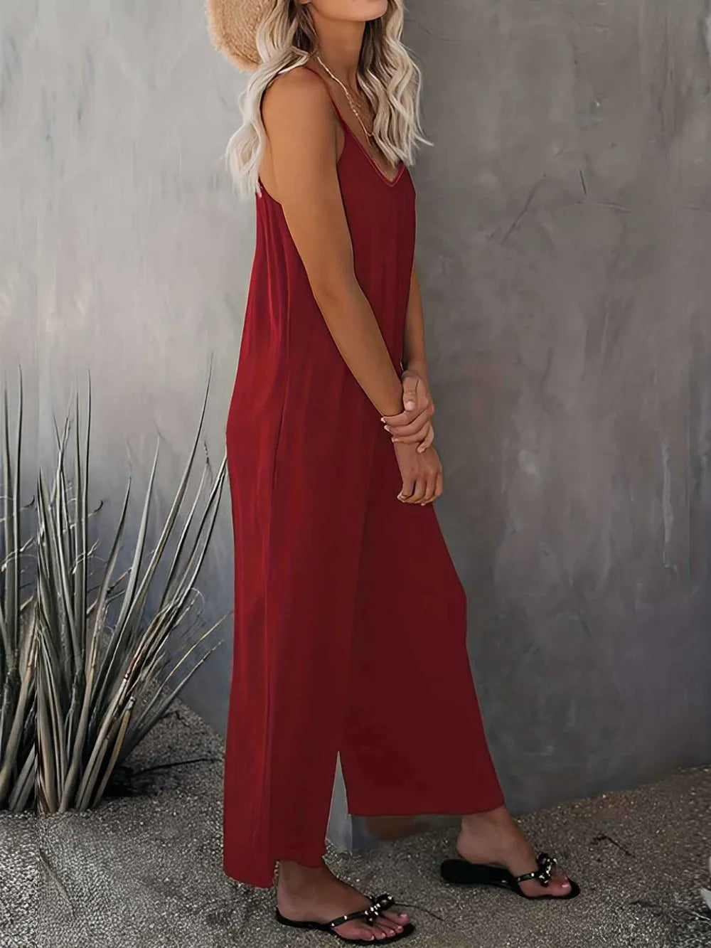 Scoop Neck Spaghetti Strap Jumpsuit