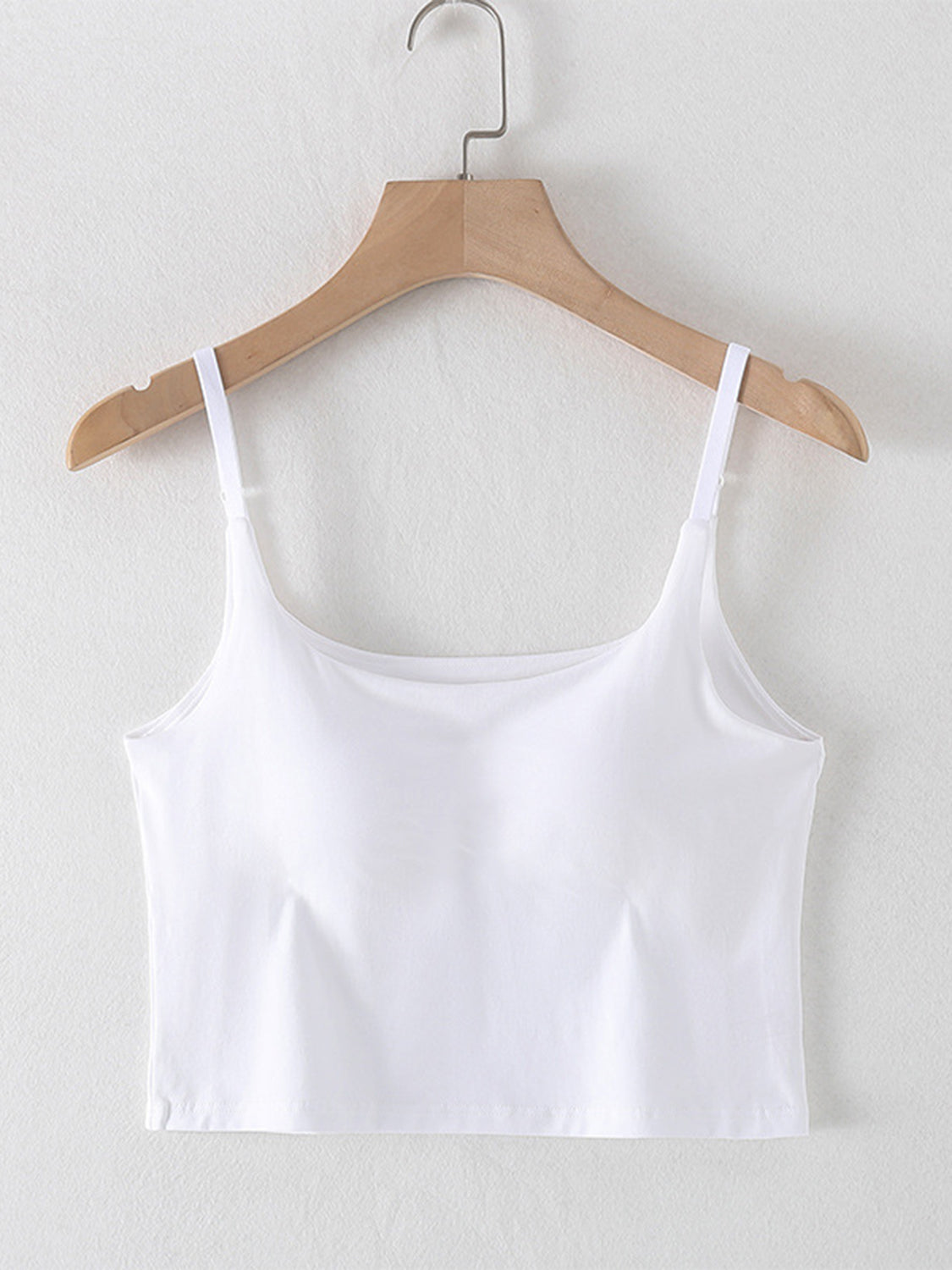 Scoop Neck Cropped Cami with Chest Pads White