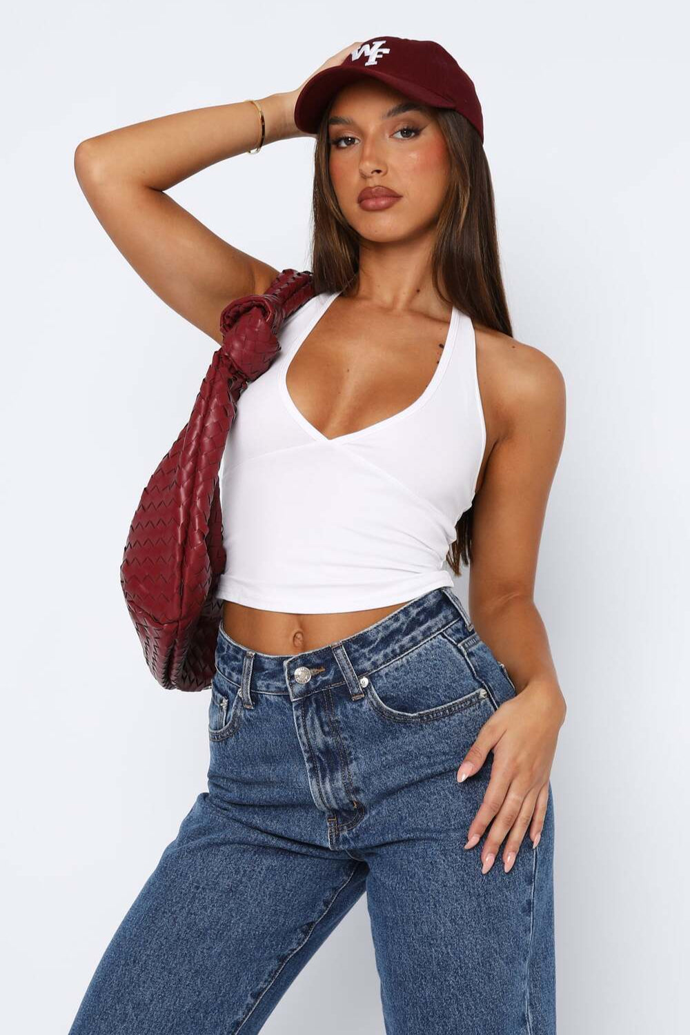 Lovelet Halter Neck Cropped Slim Cami White