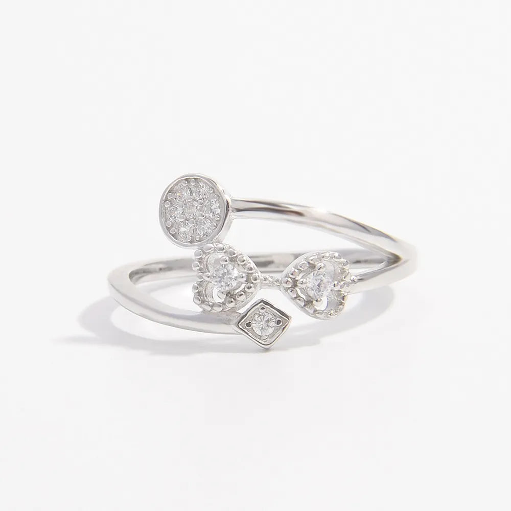 925 Sterling Silver Inlaid Zircon Ring Silver
