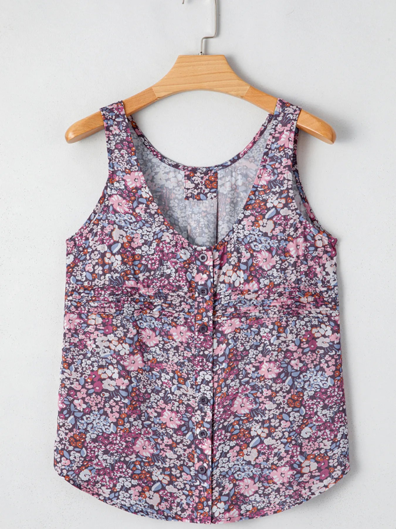 Floral Print Button Front Tank Top