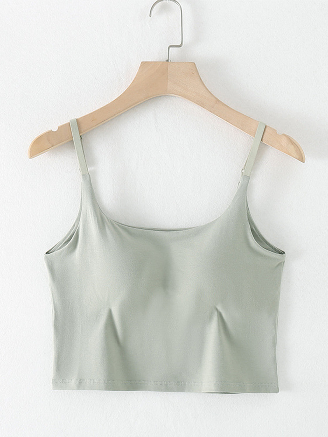 Scoop Neck Cropped Cami with Chest Pads Sage